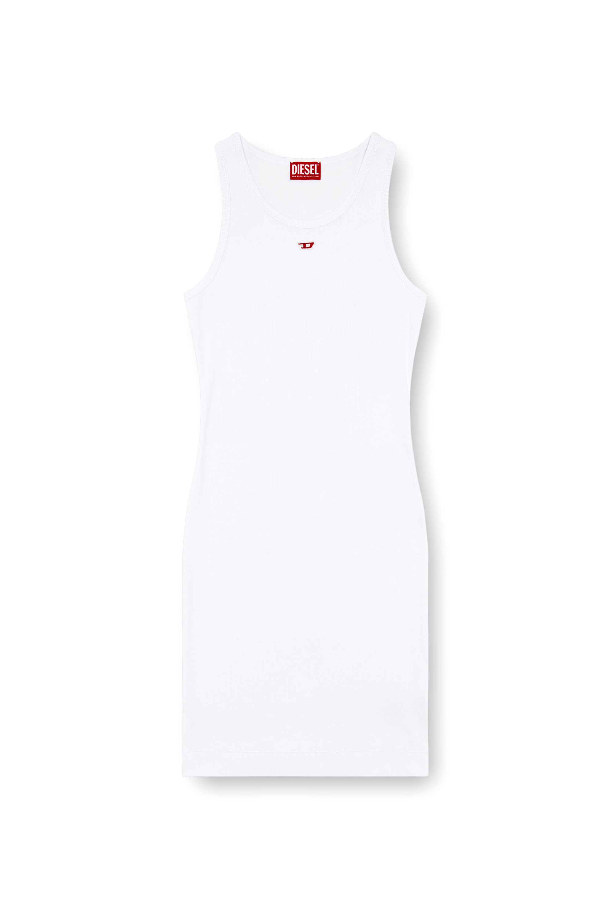Diesel - D-TANK-LONG-D, Vestido corto con tirantes con logotipo D Mujer in Blanco - 3