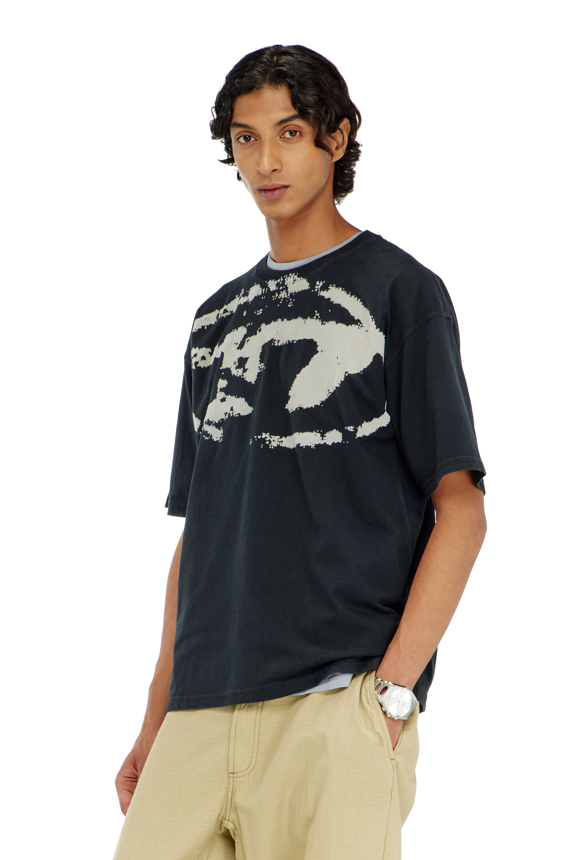 Diesel - T-BOXT-N14, Camiseta con logotipo desgastado en relieve Hombre in Negro - 1