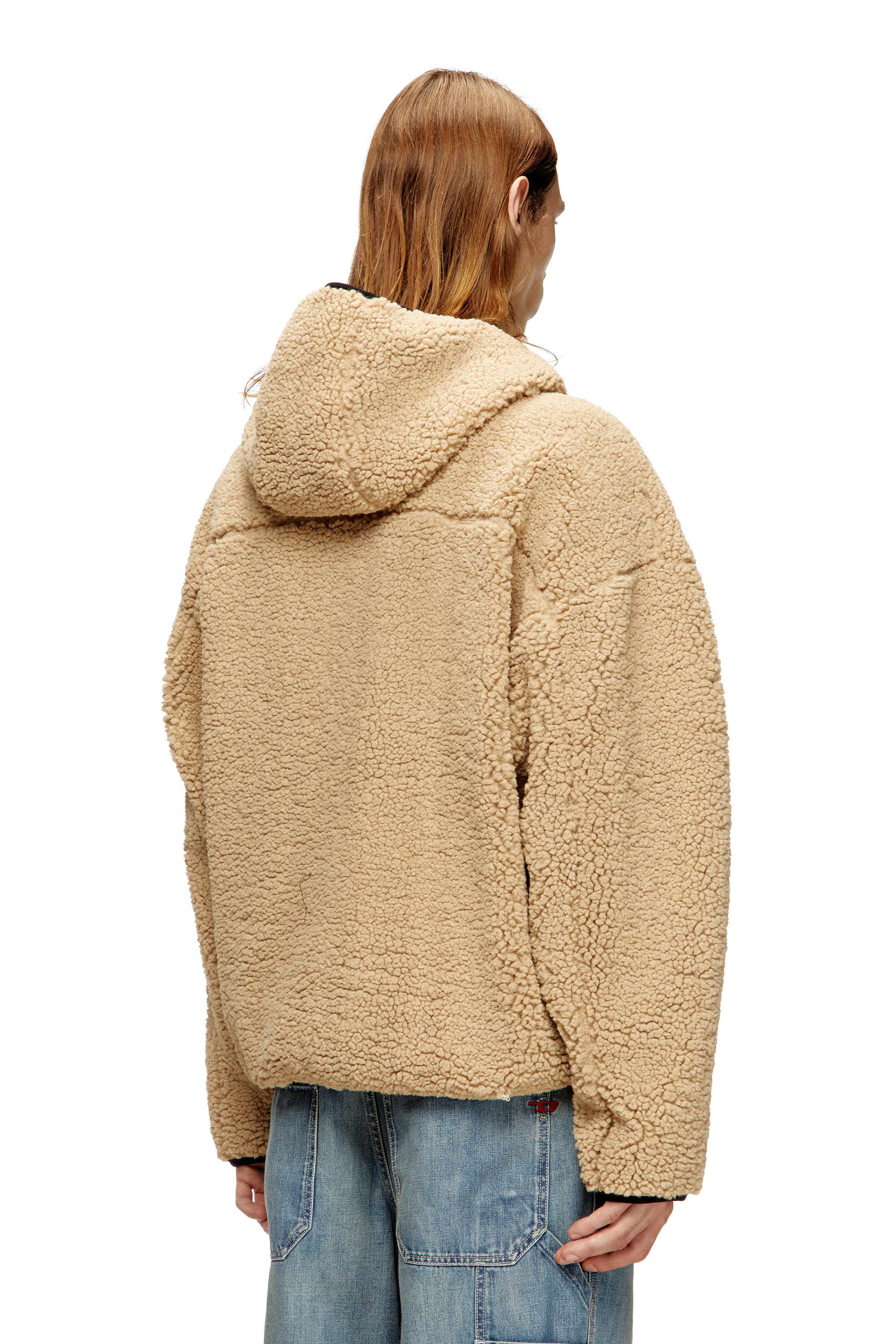 Diesel - S-ZAT, Sudadera de peluche con capucha Hombre in Beige - 4