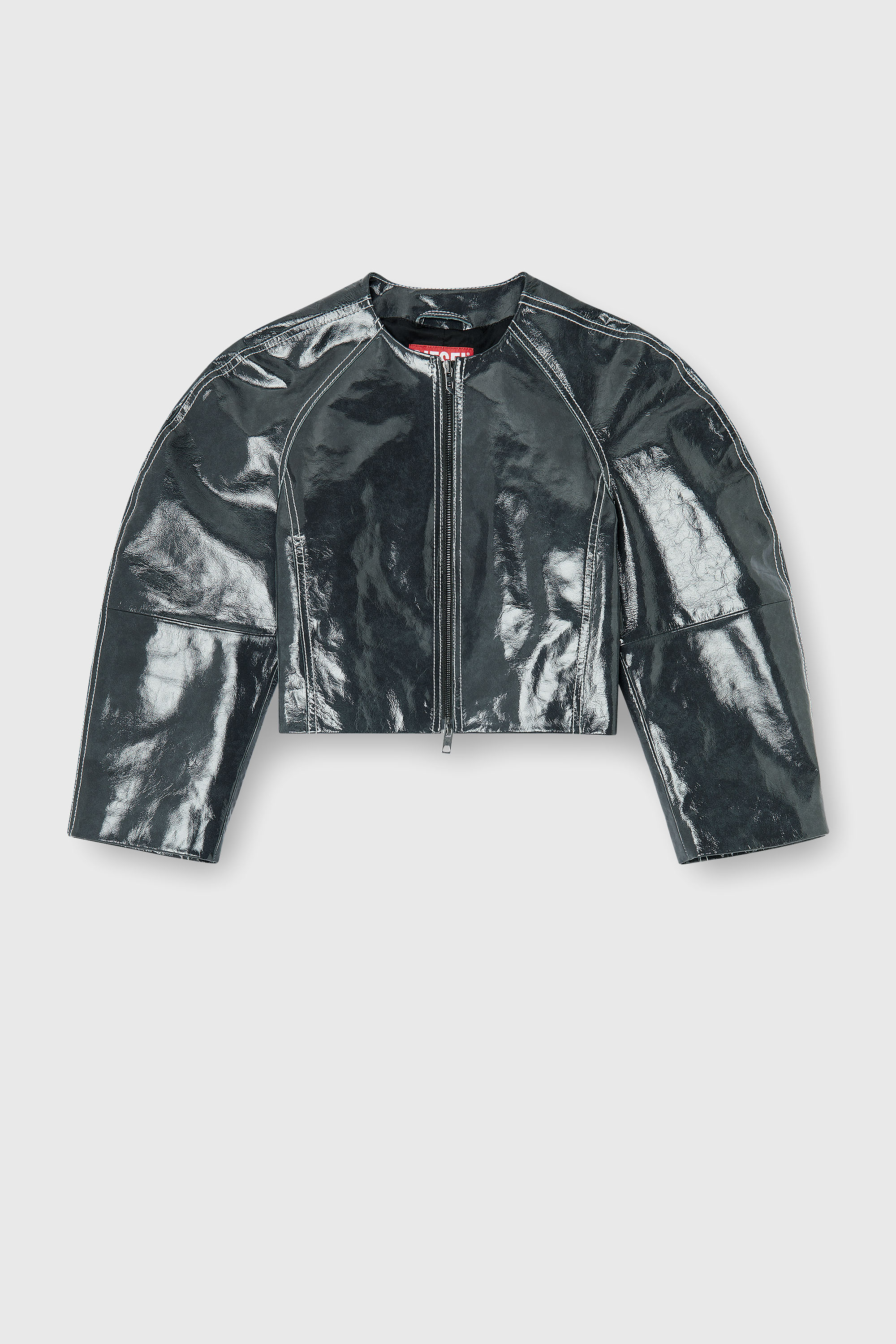 Diesel - L-ANDON, Chaqueta de charol con mangas tipo capullo Mujer in Gris - 2