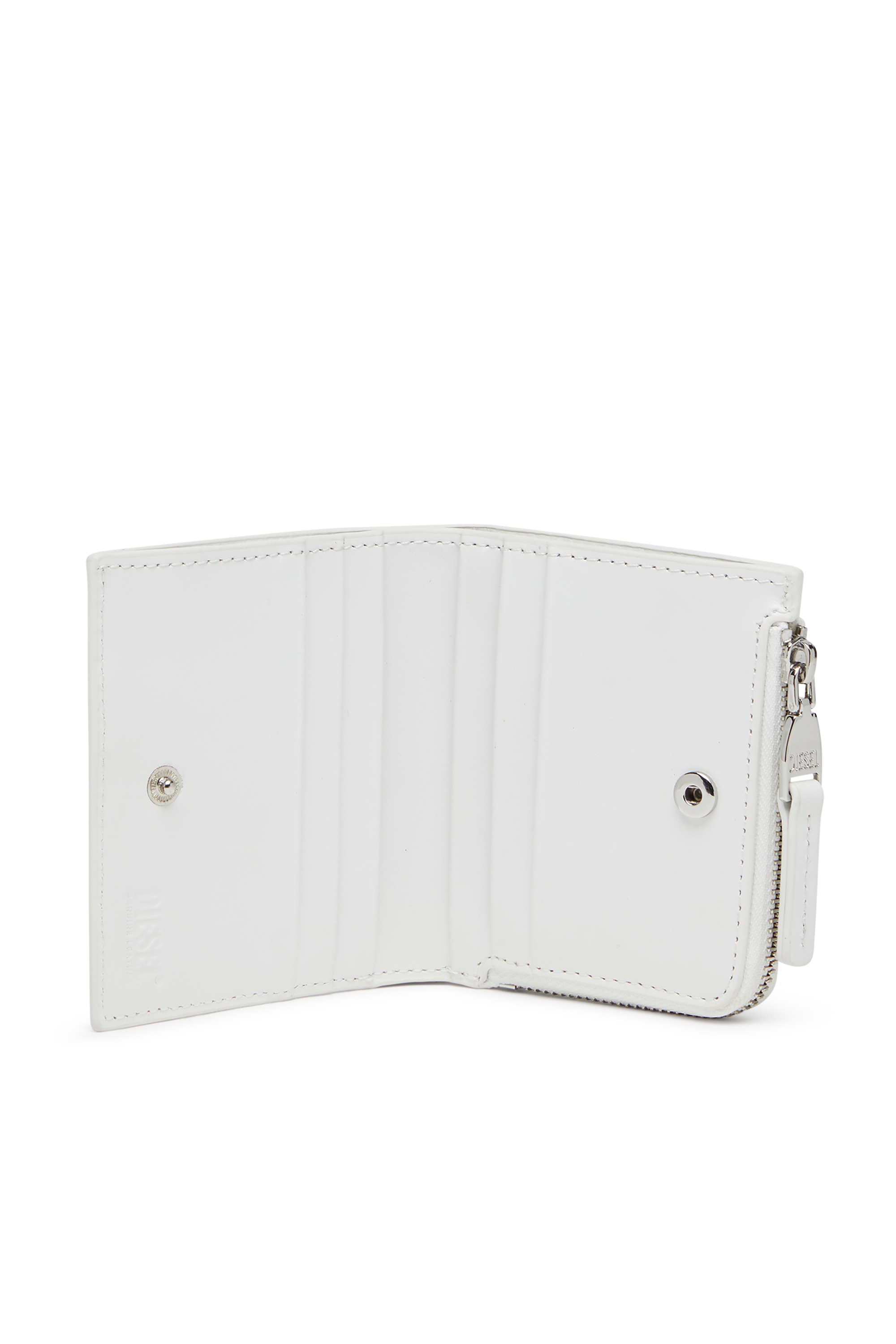 Diesel - 1DR BI FOLD ZIP L, Cartera de cuero que se pliega por la mitad Mujer in Blanco - 3