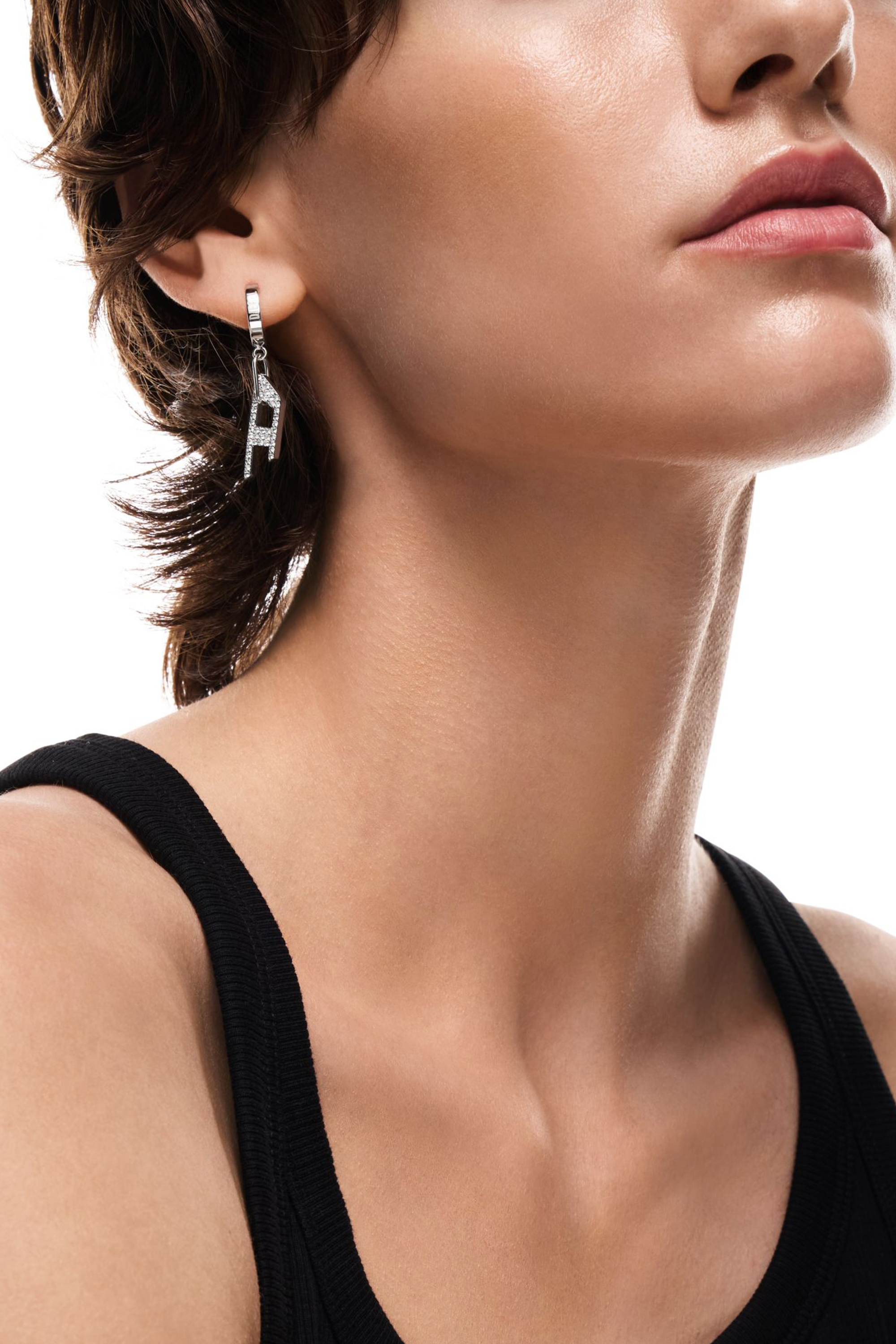 Diesel - DX1706040 JEWELLERY, Pendiente tipo drop de acero inoxidable con glitz D Unisex in Plateado - 4