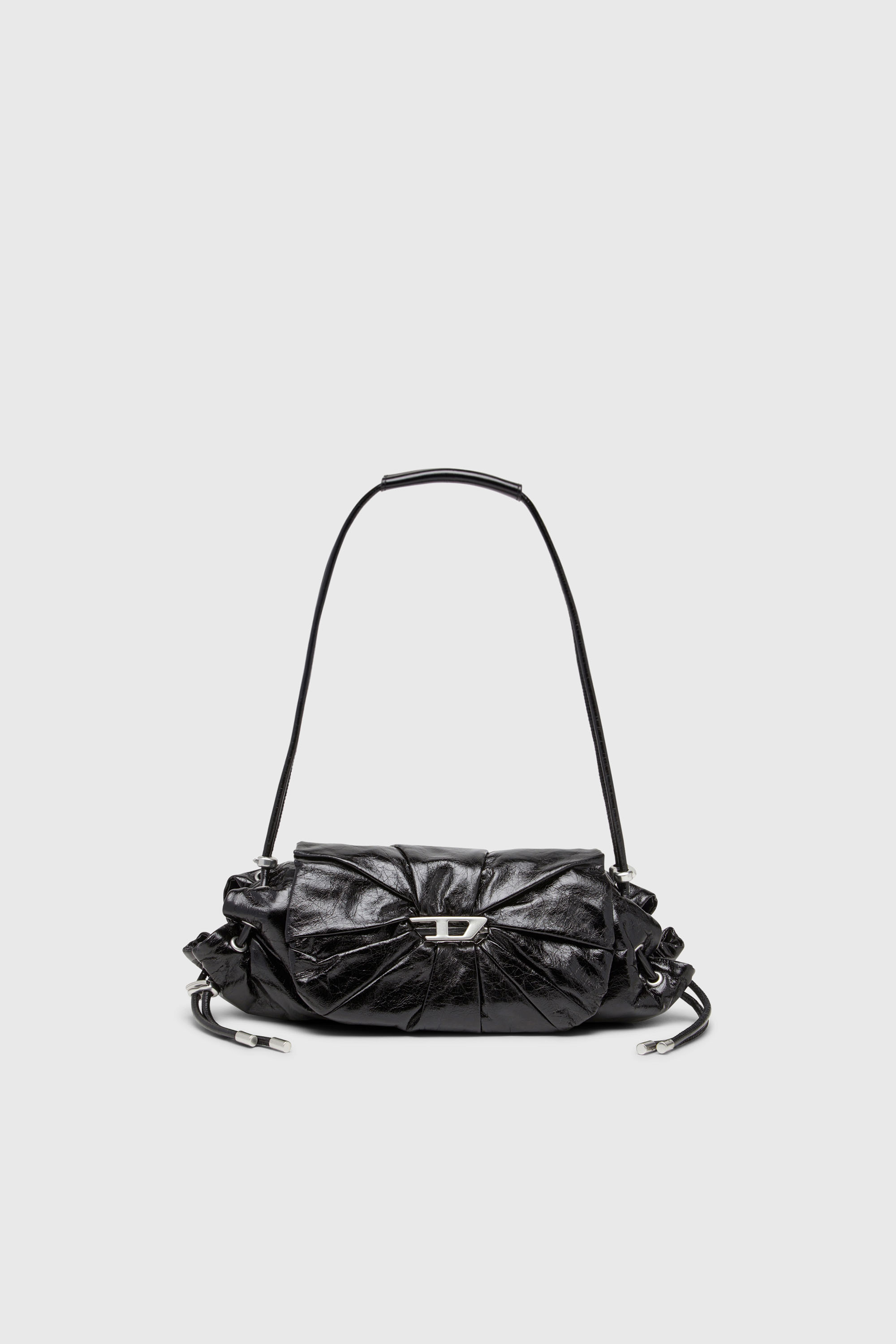 Diesel - SCRUNCH-D SHOULDER S, Scrunch-D-Bolso de hombro peque&ntilde;o de cuero arrugado Mujer in Negro - 2