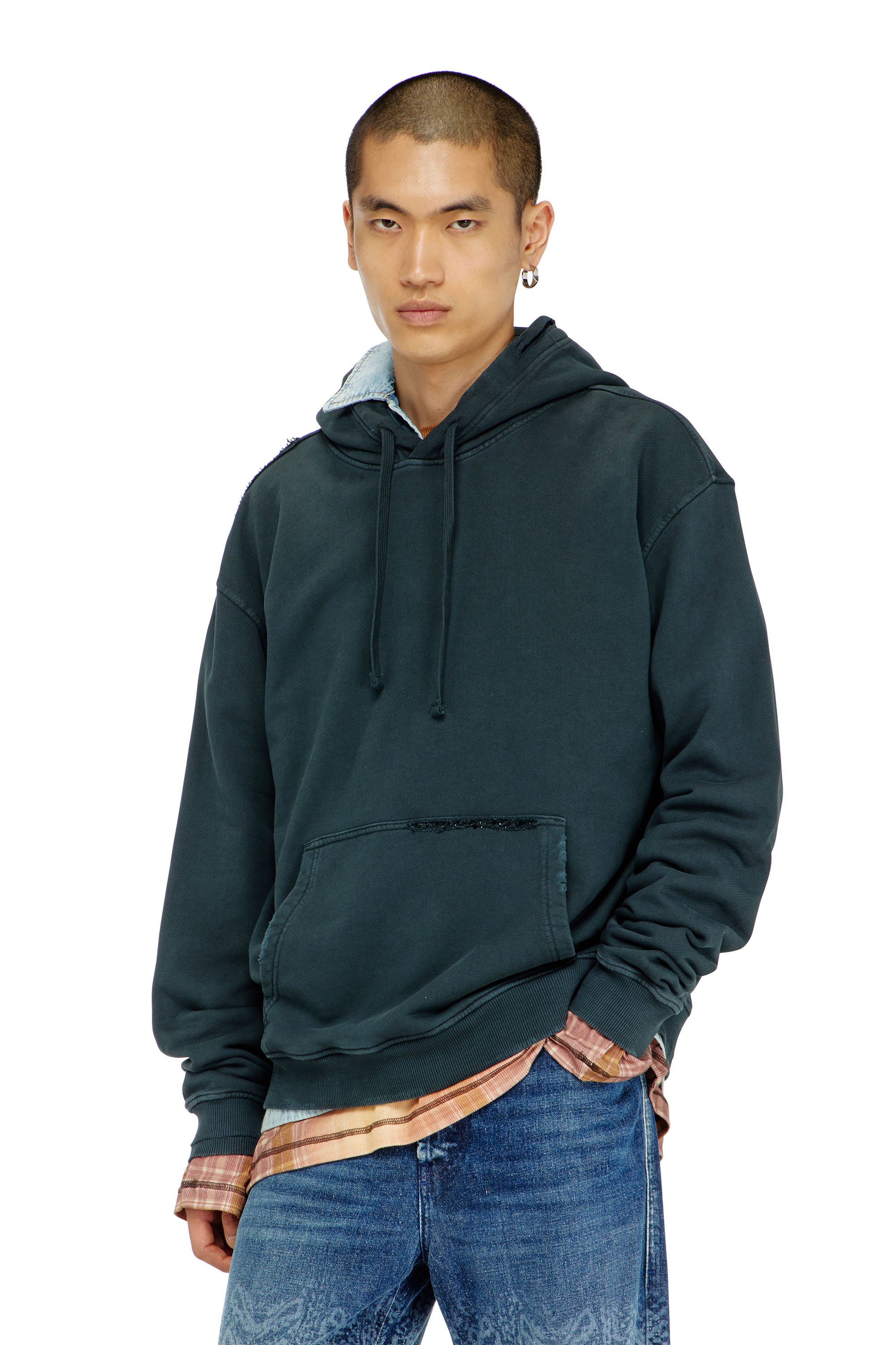 Diesel - S-NORM-HOOD-CRYSTALS, Sudadera con rotos y detalles de cristal Hombre in ToBeDefined - 1