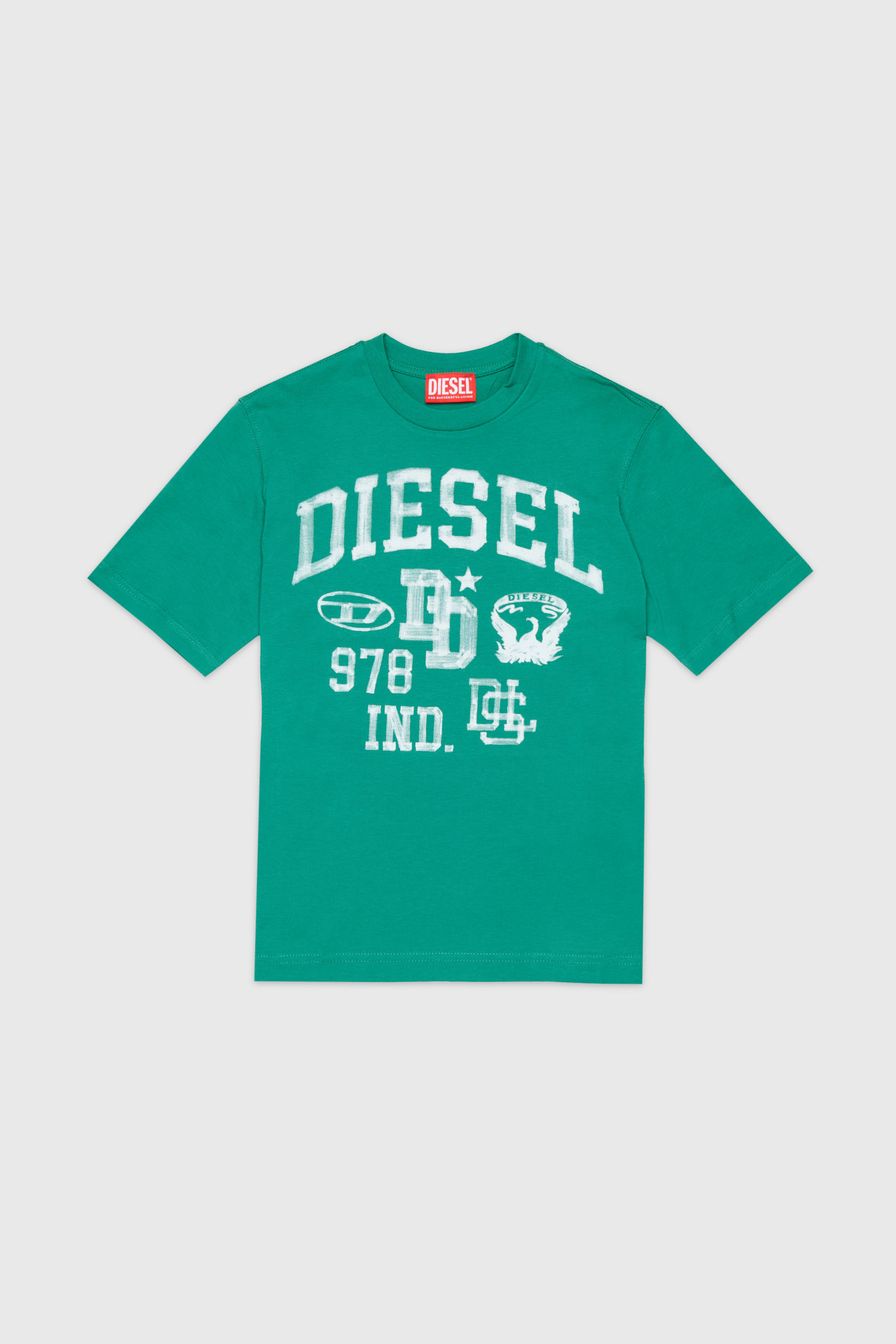 Diesel - TBAND OVER, Camiseta de algod&oacute;n con gr&aacute;ficos universitarios Hombre in Verde - 1