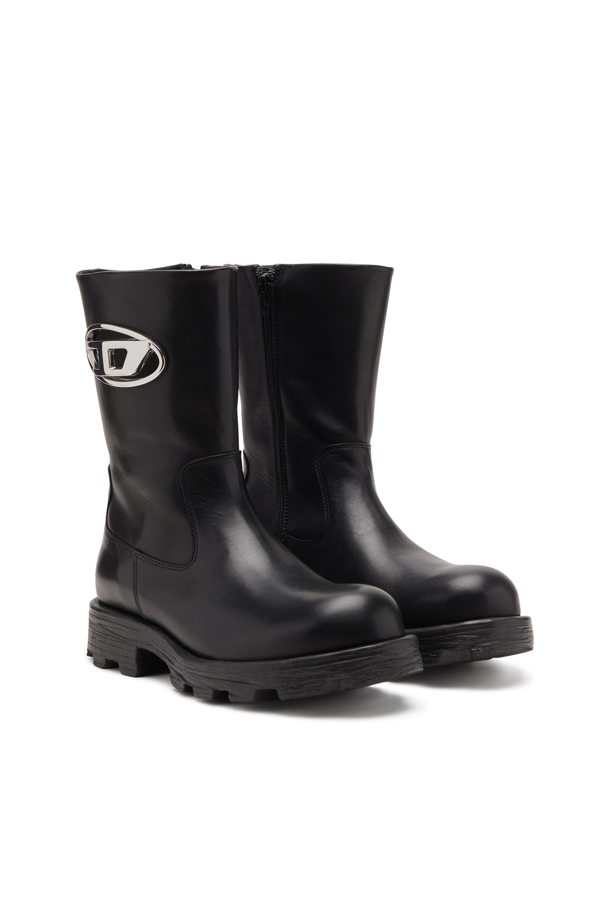 Diesel - D-HAMMER BKR D W, Woman's D-Hammer-Biker boots in shiny leather in null - 2