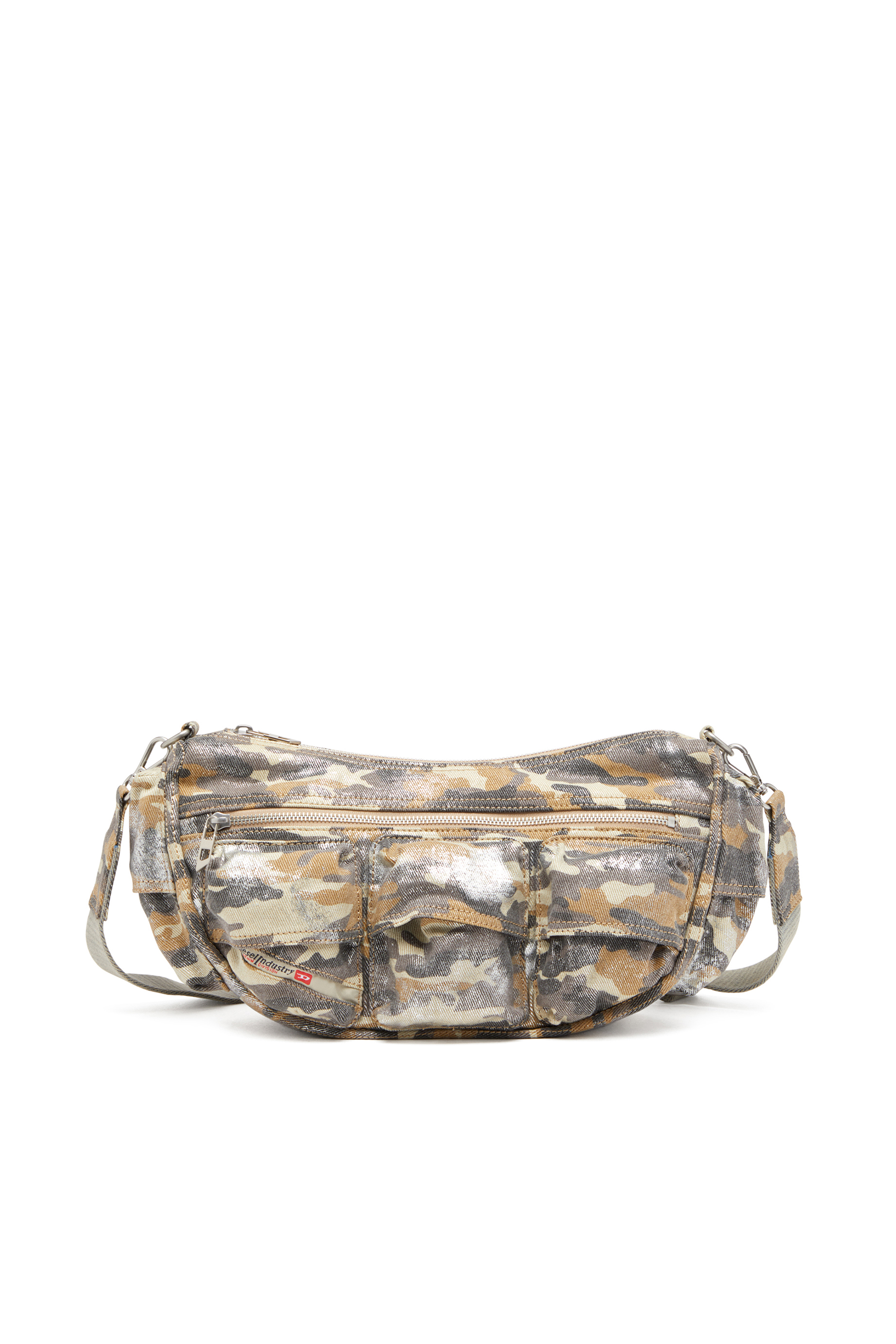 Diesel - MULTI-PKTS SHOULDER BAG X, Multi-Pkts-Bolsa con múltiples bolsillos en sarga de camuflaje metalizado Mujer in Multicolor - 1