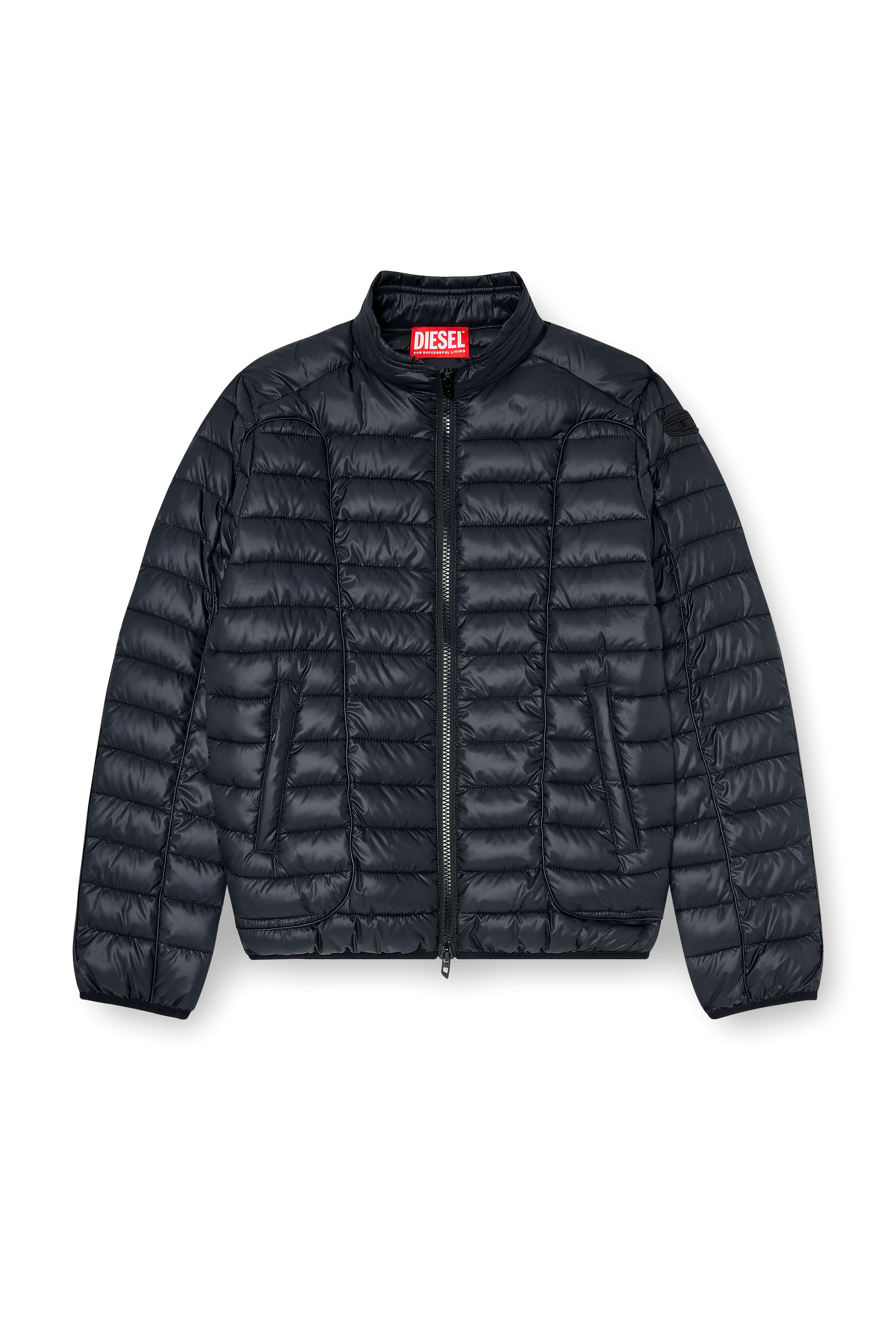 Diesel - W-PILOT-WRD, Chaqueta acolchada estilo biker con ribetes a tono Hombre in Negro - 3