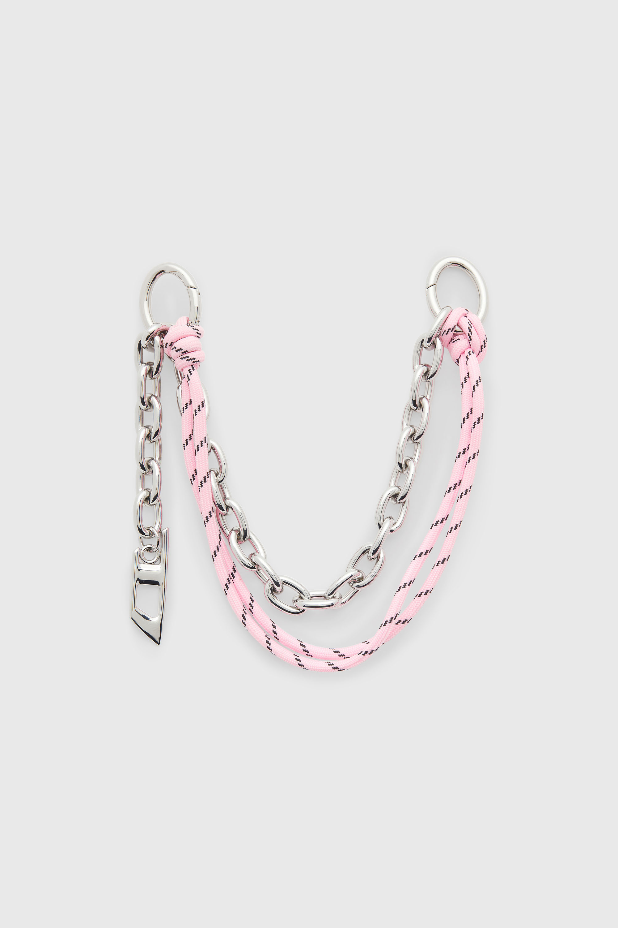 Diesel - CHAIN-D M, Colgante met&aacute;lico con cadena y detalle de cuerda Mujer in Plateado - 1