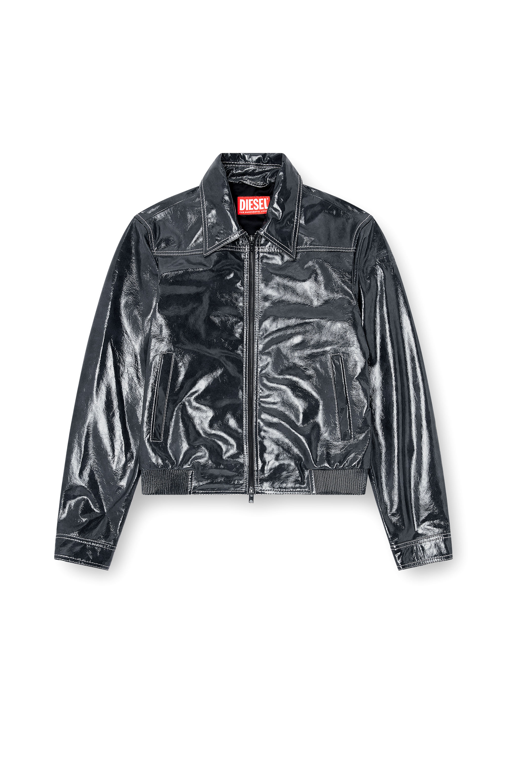Diesel - L-ADDI, Chaqueta de charol Hombre in Gris - 3