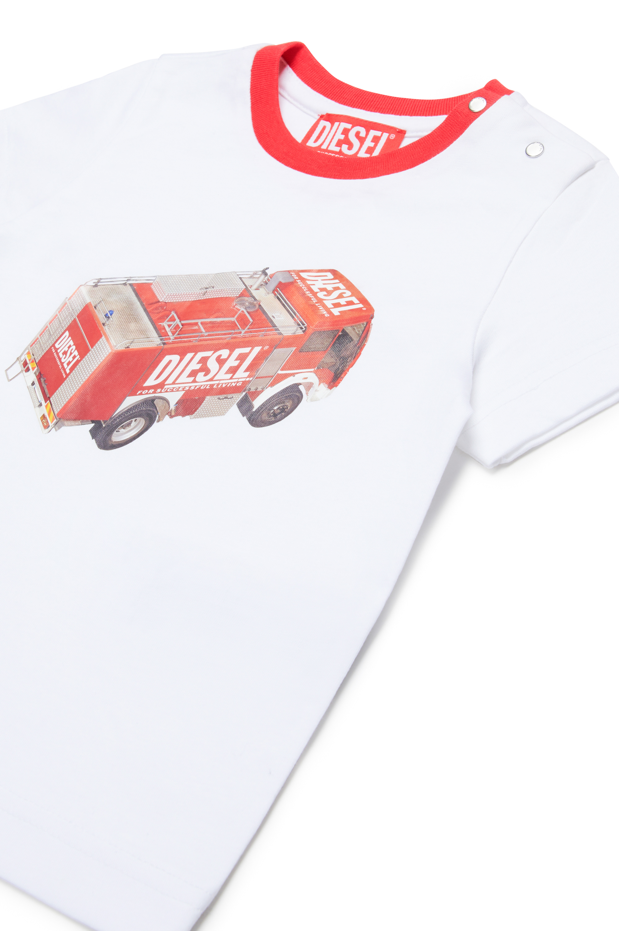 Diesel - MTAB, Man's T-shirt with fire truck print in White - 3