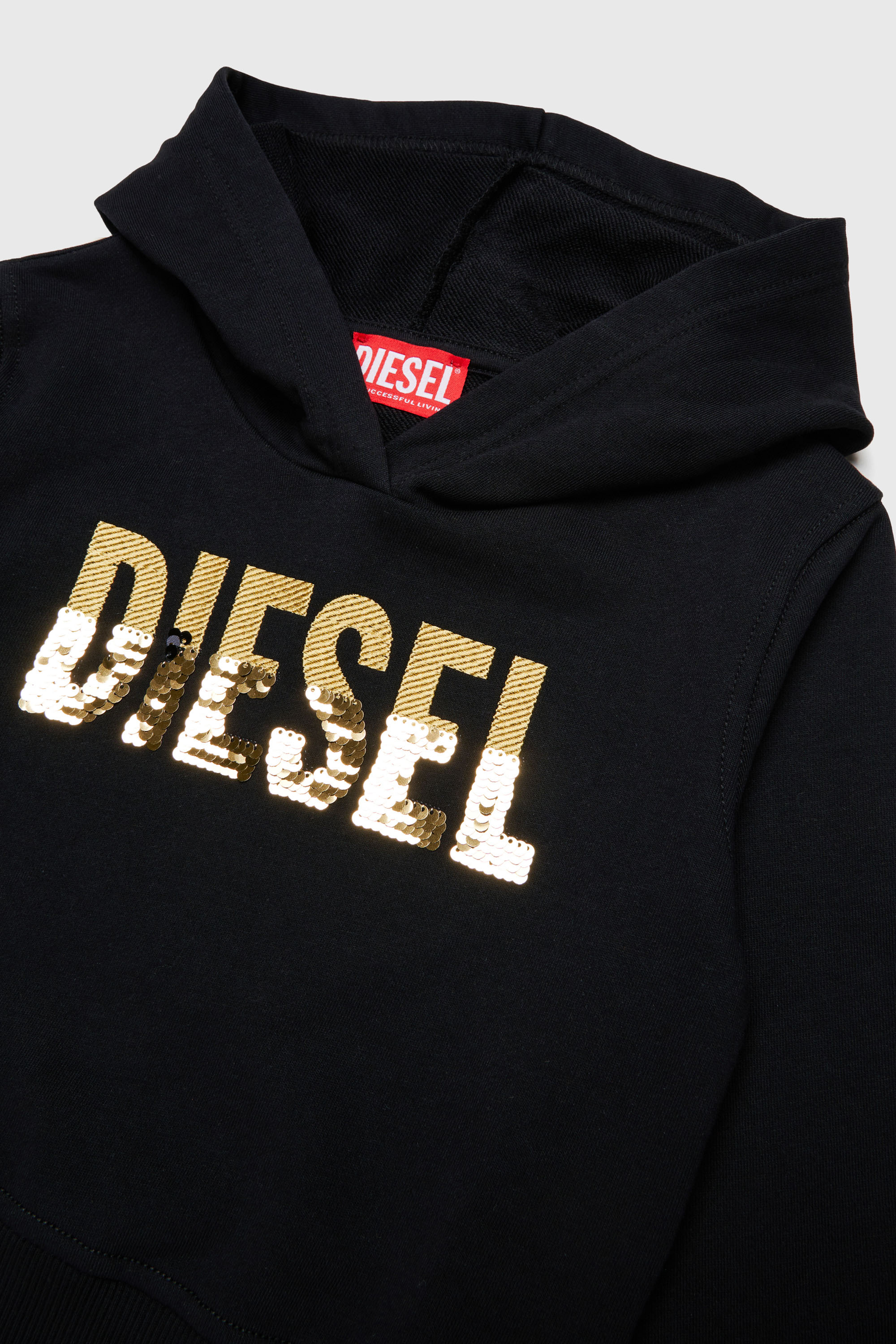 Diesel - SPALLYHOOD, Sudadera con logo de lentejuelas Mujer in Negro - 3