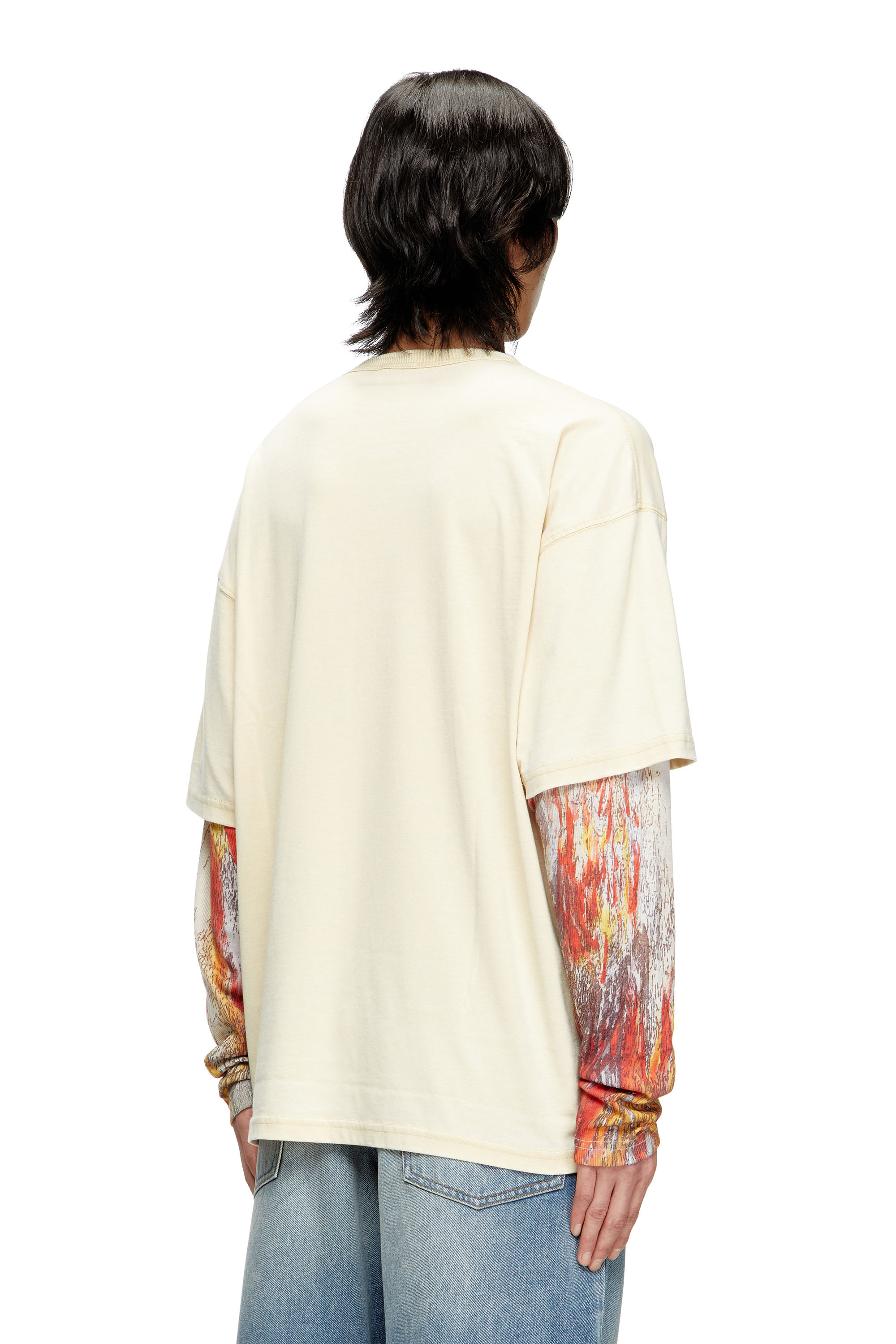 Diesel - T-BOXT-DB-LS-RIB-T1, Camiseta de manga larga con efecto de capas Hombre in Beige - 4