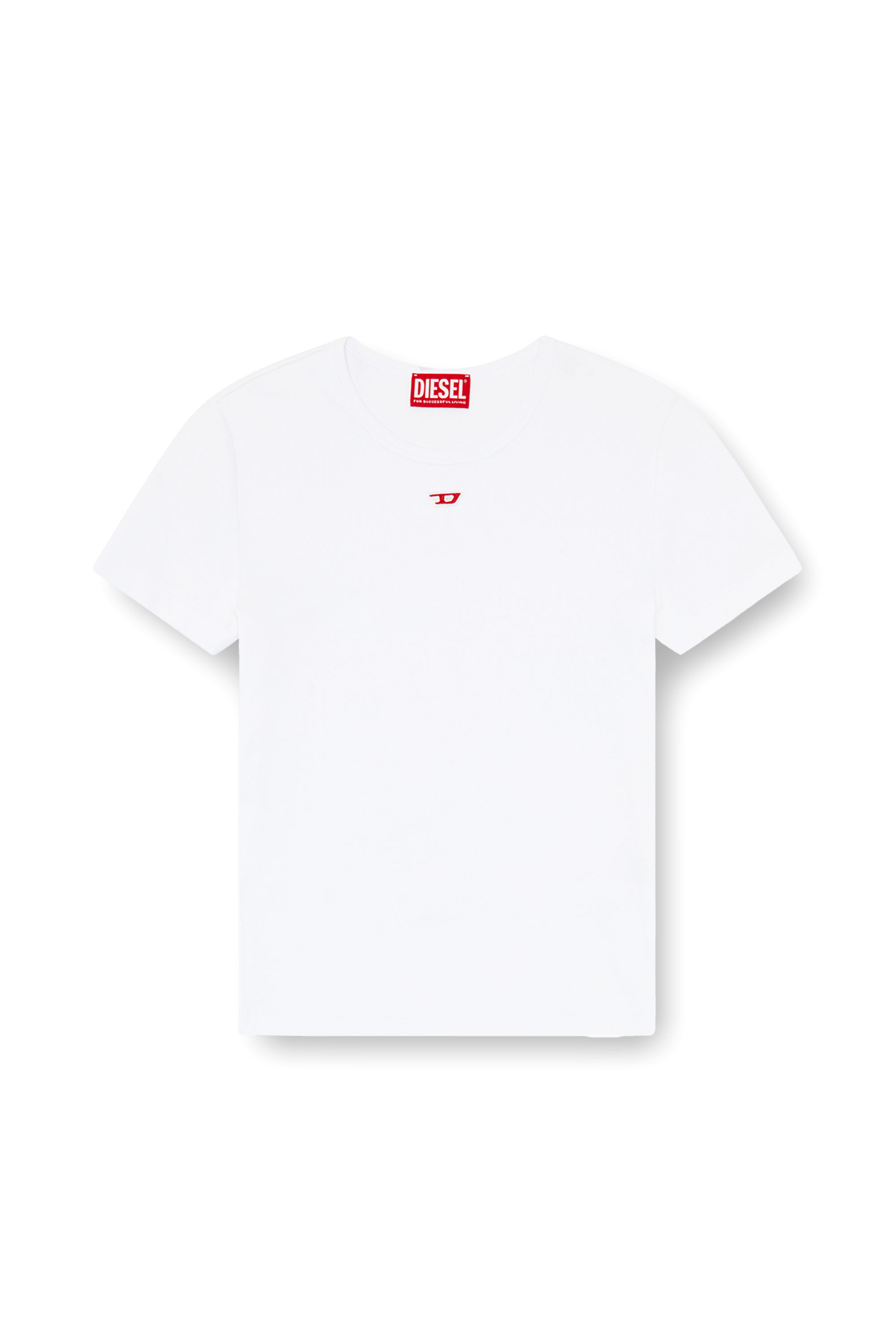 Diesel - T-ELE-LONG-D, Camiseta con parche con logotipo D Mujer in Blanco - 2