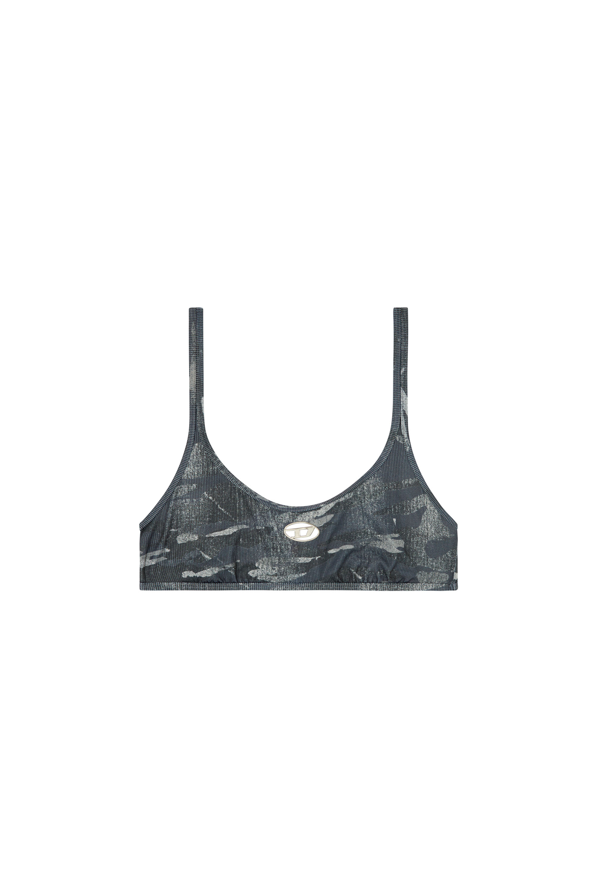 Diesel - UT-BRA-TOP-UTLT, Top de bikini de camuflaje con logotipo recortado Mujer in Gris - 4