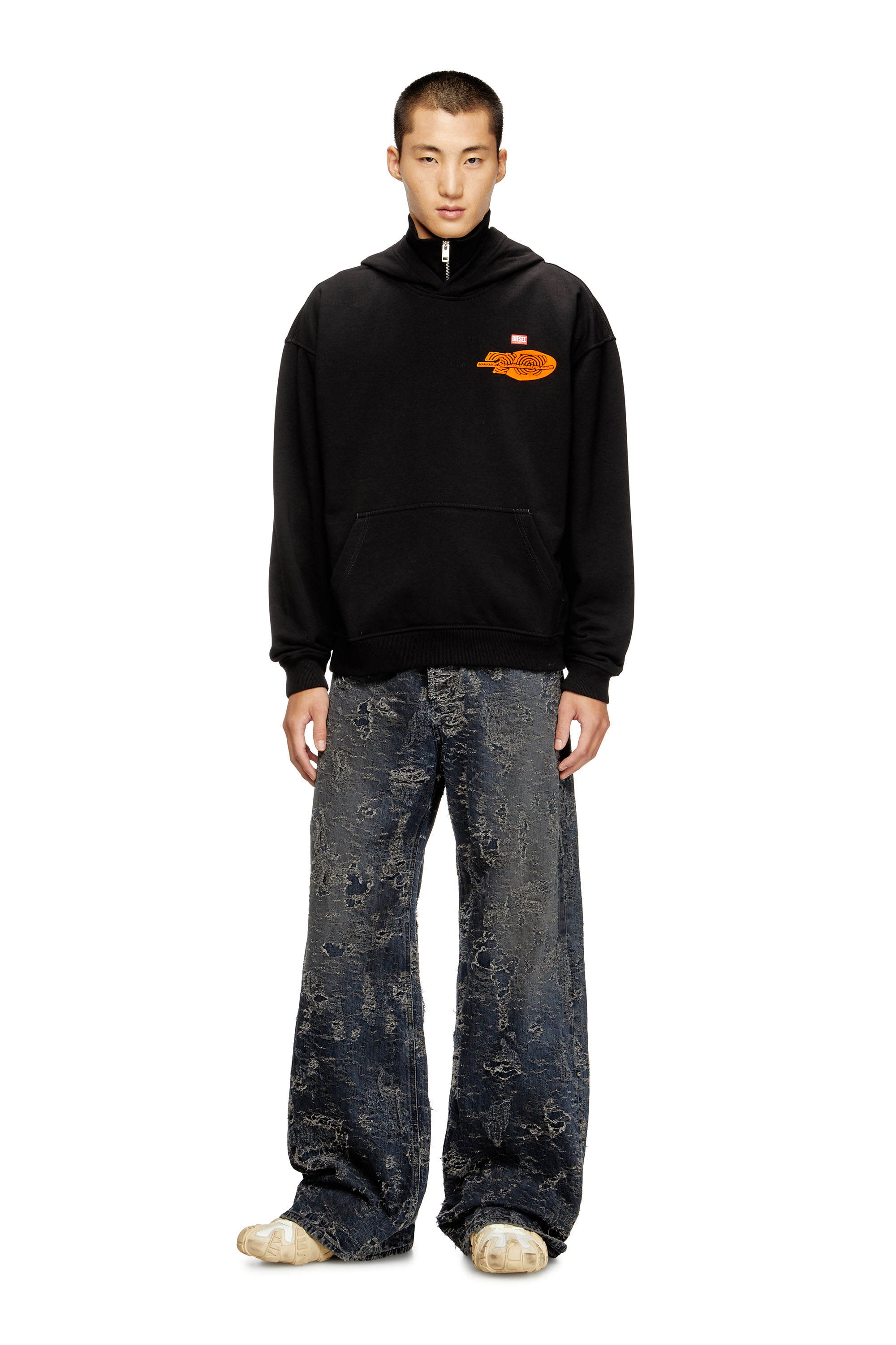 Diesel - S-BOXT-HOOD-T5, Sudadera con capucha de algodón con estampado en la parte trasera. Hombre in Negro - 2
