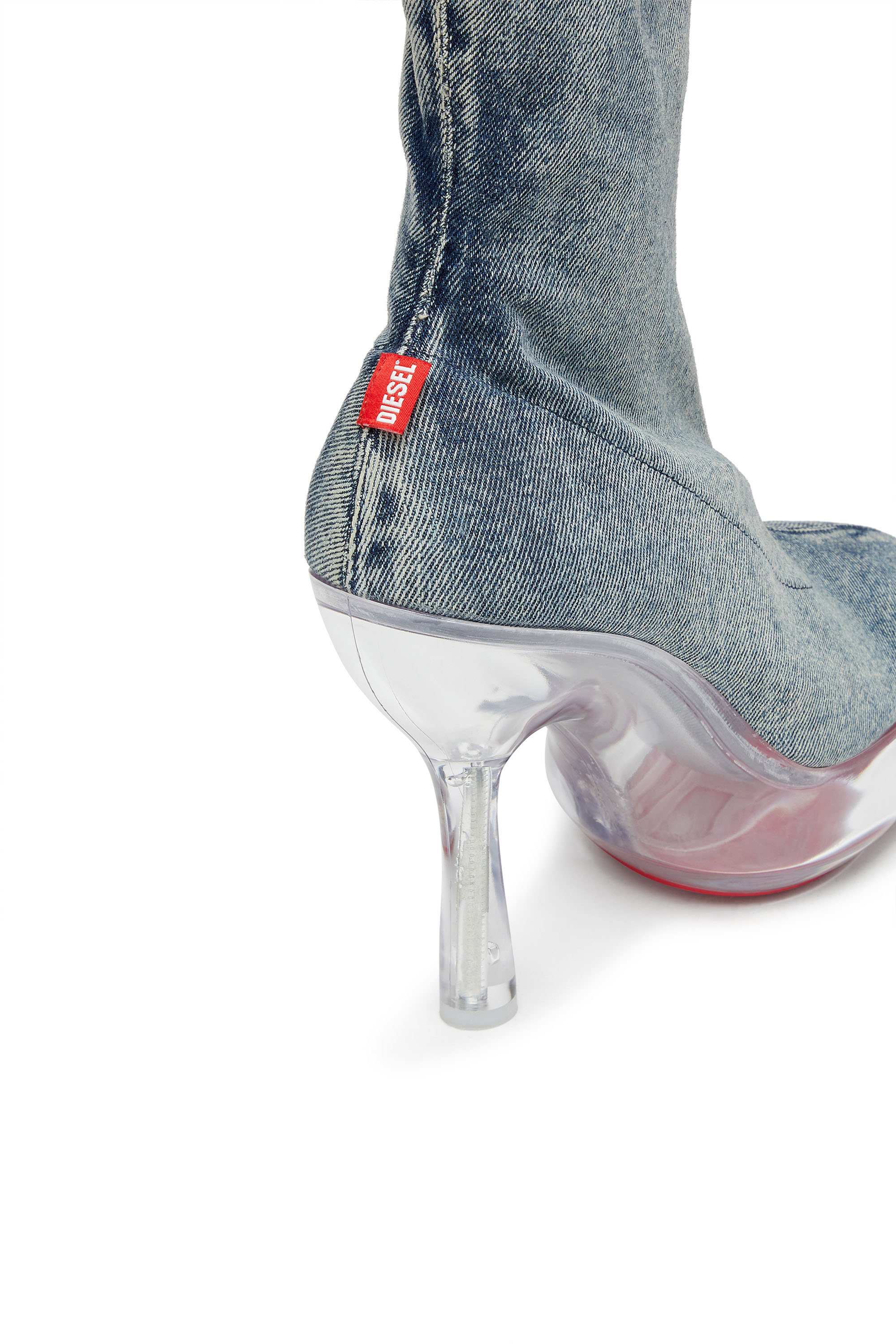 D-LAKE PLATFORM MIDB ZIP  STRETCH, Azul medio Diesel - D-LAKE PLATFORM MIDB ZIP  STRETCH, D-Lake-Botines de plataforma en denim y plexiglás Mujer in Azul marino - 4