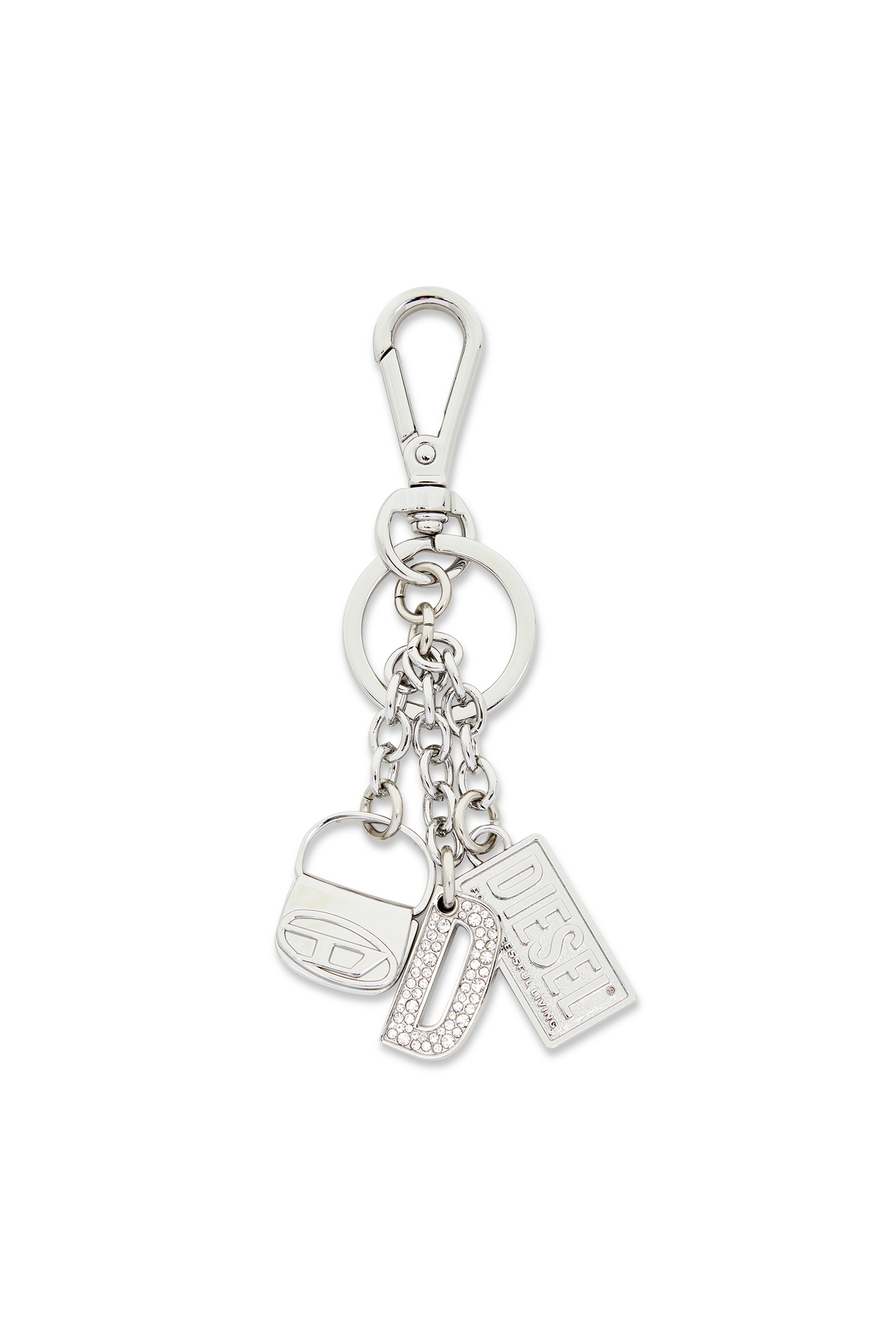 Diesel - 1DR KEY MULTICHARM, Llavero de metal con colgantes con el logotipo Mujer in Plateado - 1