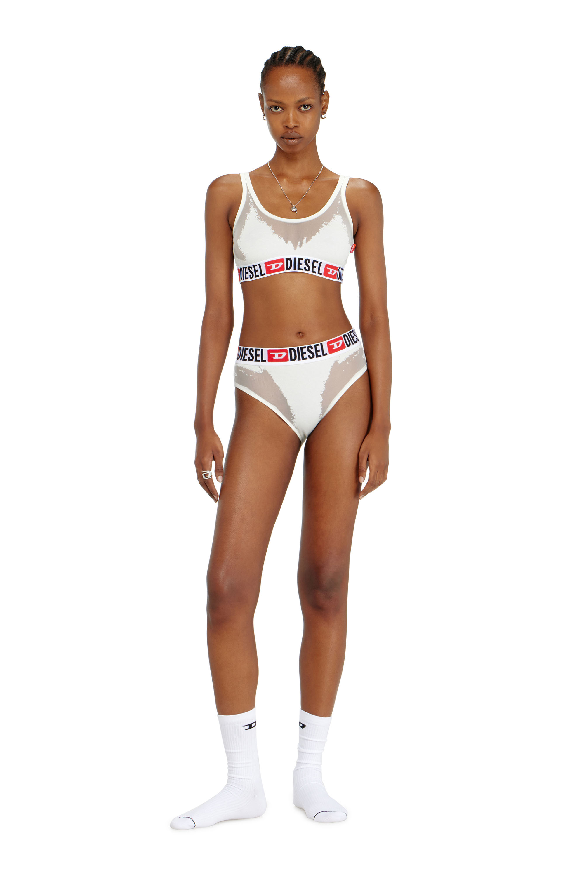 Diesel - PR-ORIBA-D-CORE, Bralette con efecto devor&eacute; transparente Mujer in Blanco - 2
