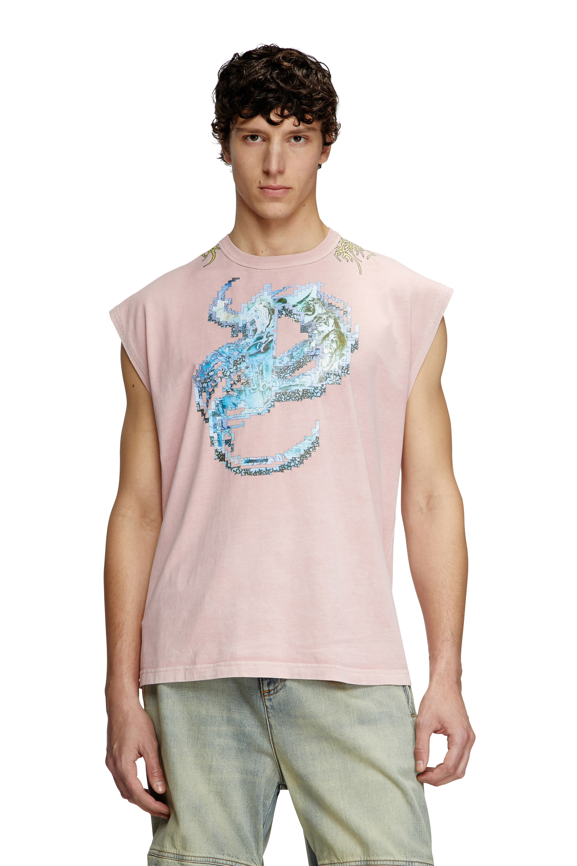 Diesel - T-BOXT-SL-R1, Camiseta de tirantes con gráficos de tatuaje Hombre in Rosa - 1