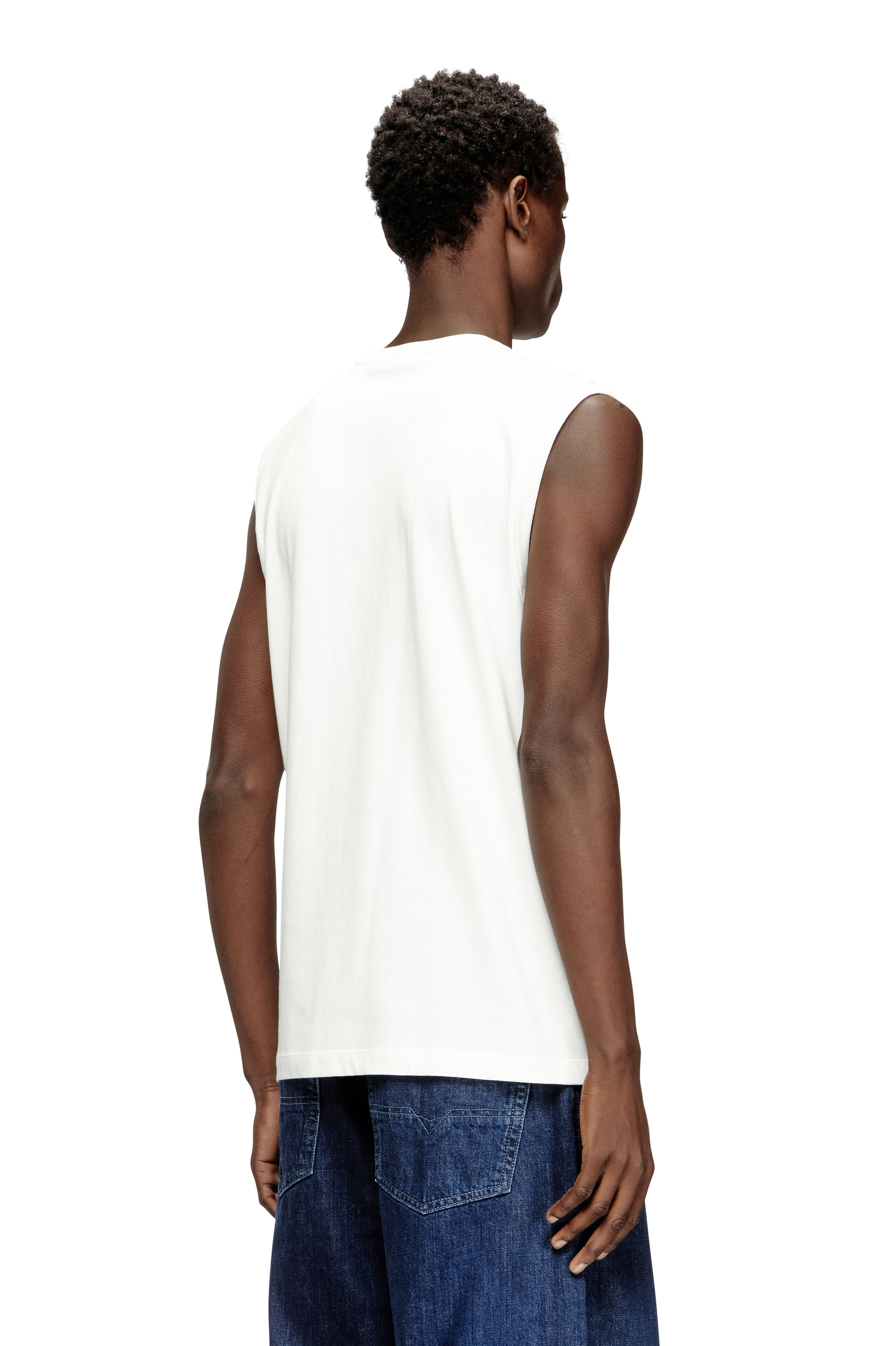 Diesel - T-BISCO-IOD, Top de algodón sin mangas con Oval D metálico Hombre in Blanco - 4