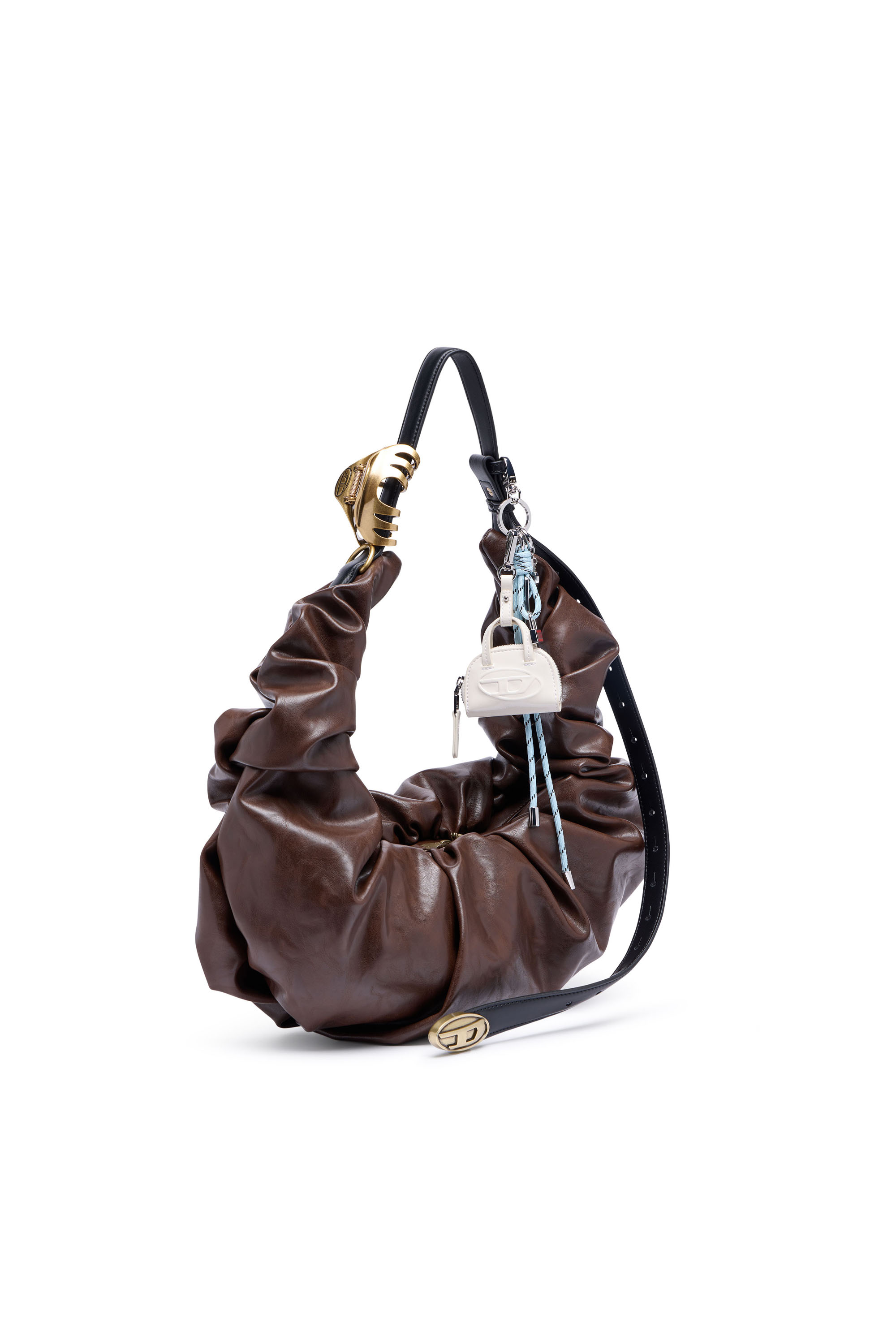 Diesel - GRAB-D HOBO L, Bolso hobo grande fruncido en PU brillante Mujer in Marr&oacute;n - 2