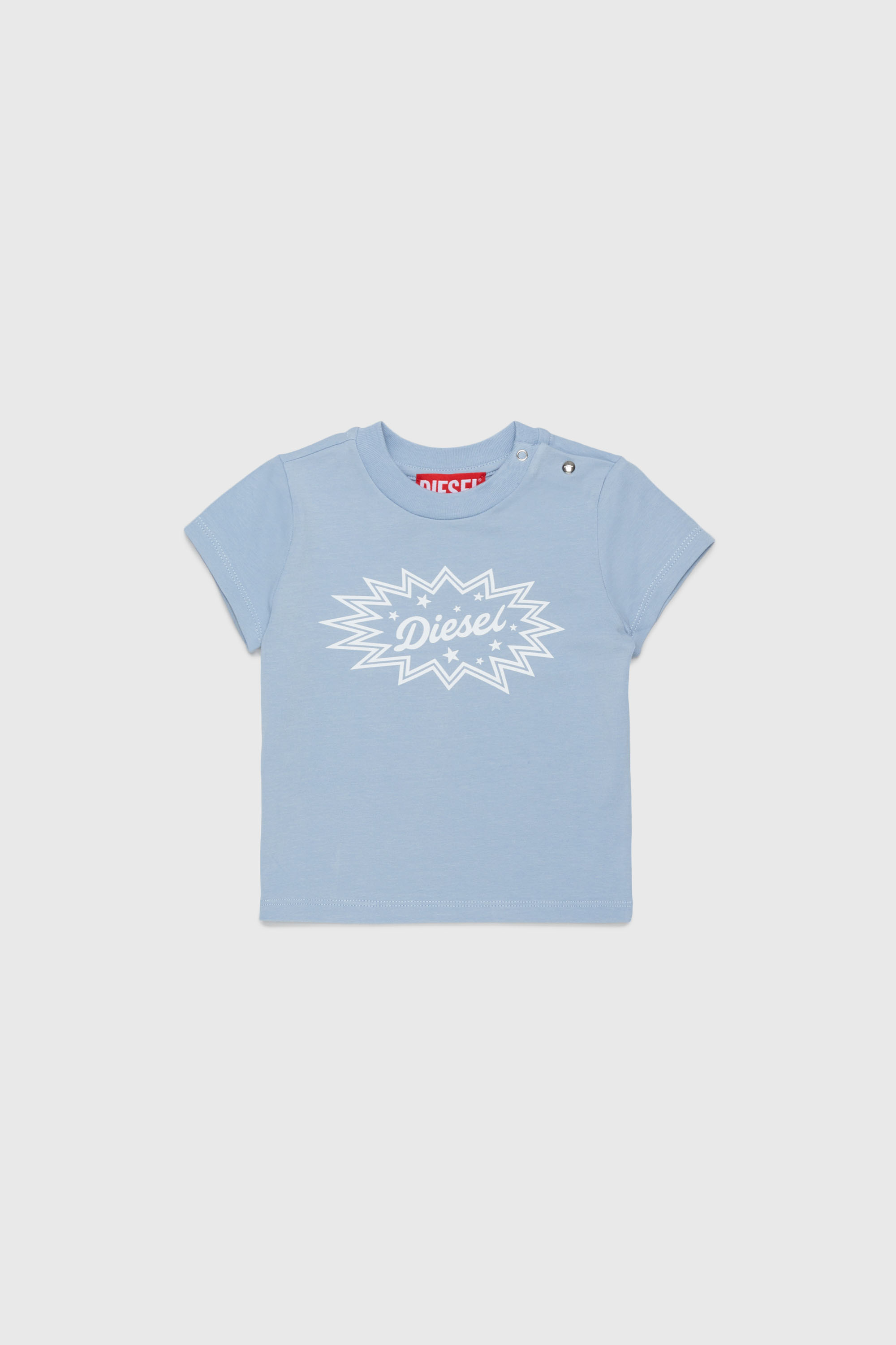 Diesel - TFUMCB, Camiseta de algod&oacute;n el&aacute;stico con logo starburst estampado Mujer in Azul marino - 1