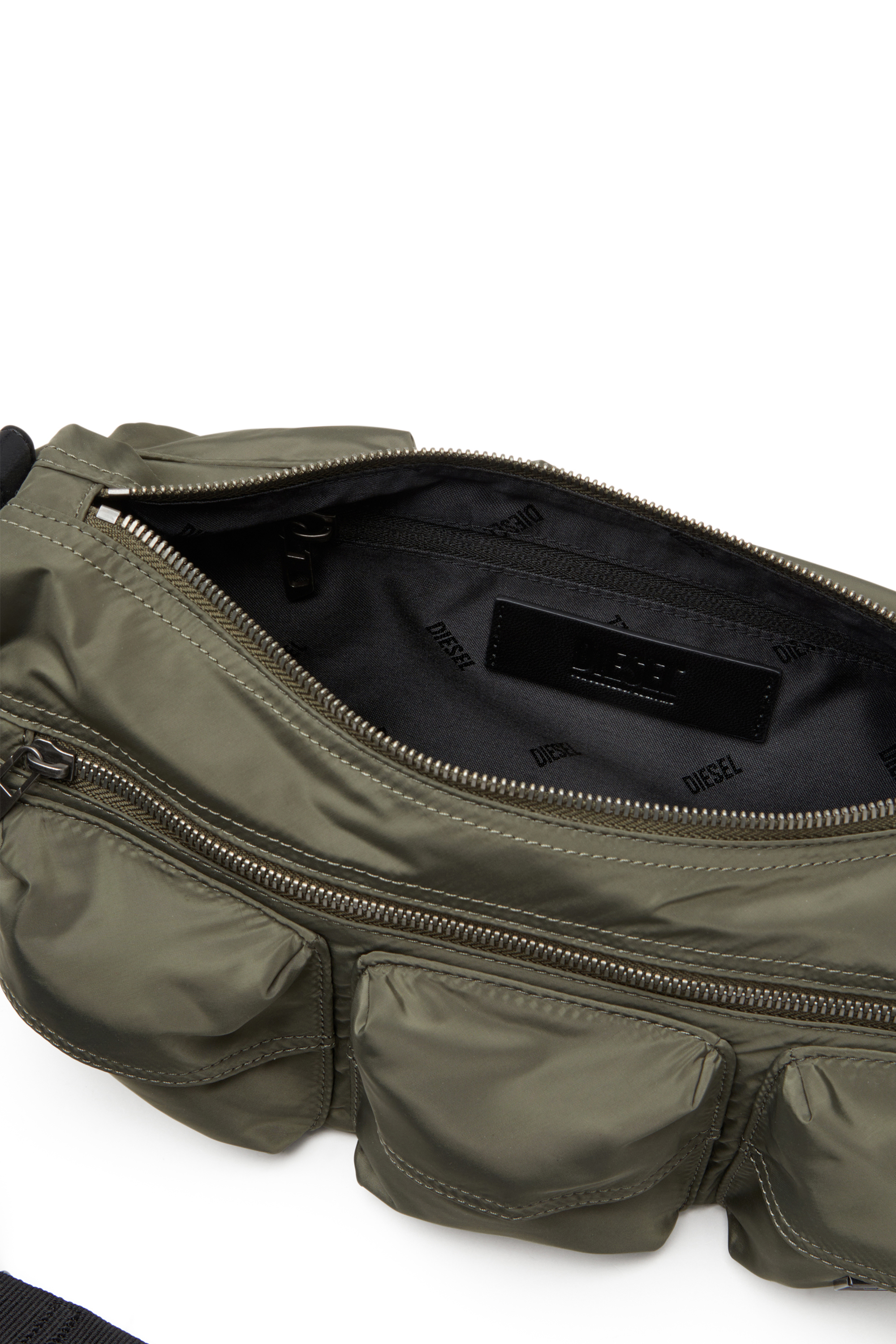 Diesel - MULTI-PKTS SHOULDER BAG X, Bolso multipocket en tejido recubierto utility Unisex in Verde - 4
