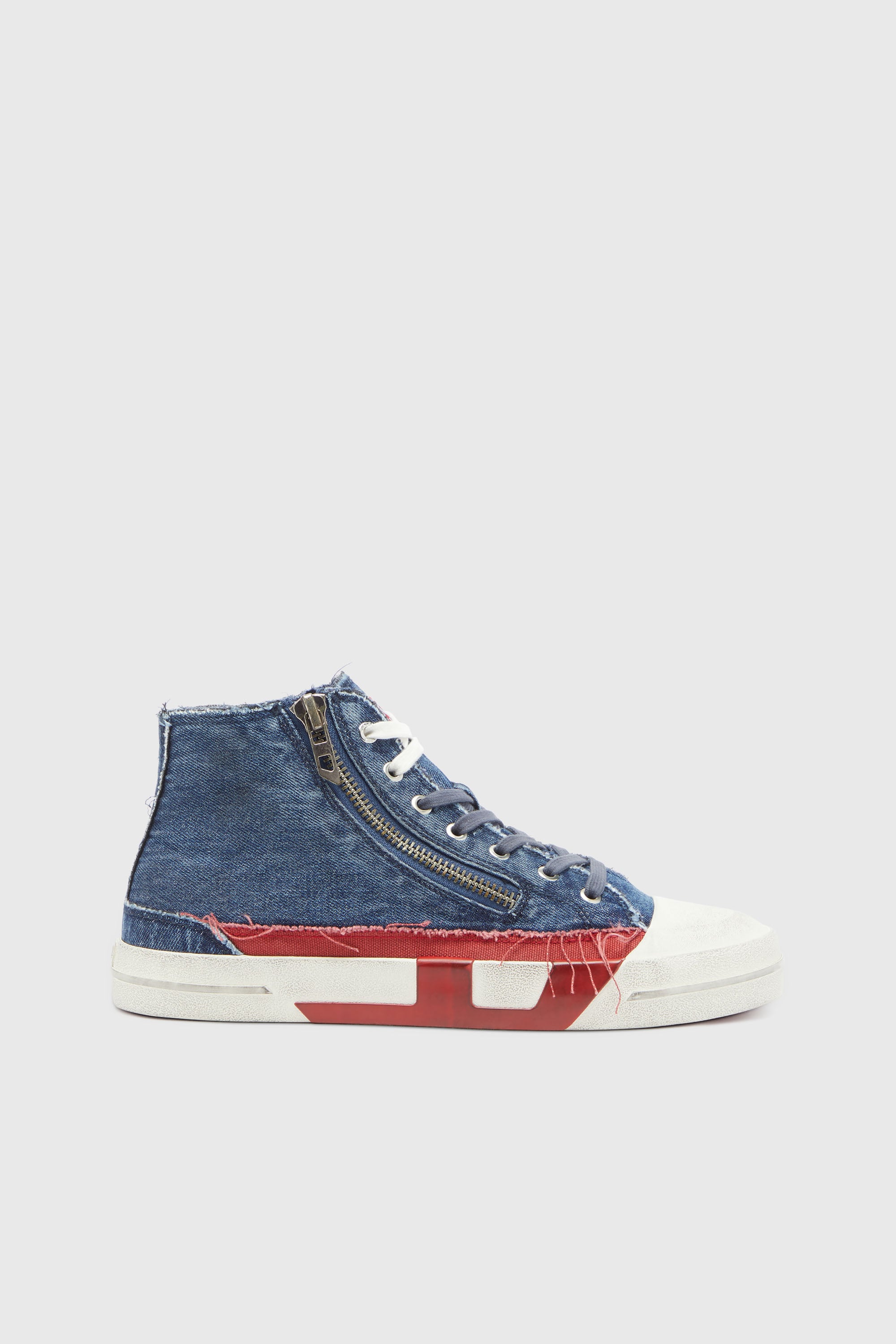 Diesel - S-D-VERSE ZIP MID II, S-D-Verse - Zapatillas denim con logo D Hombre in Azul marino - 1