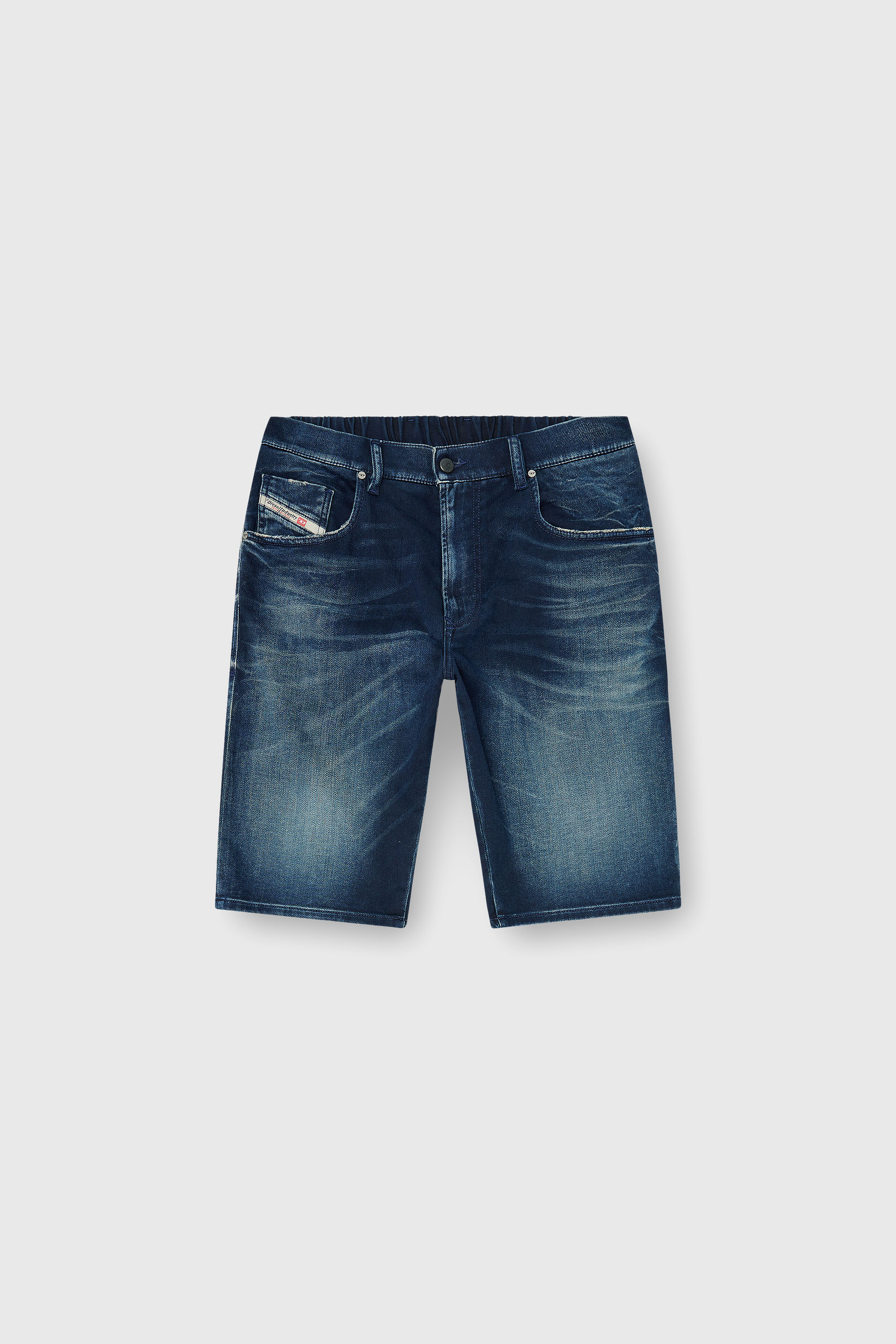 Diesel - 2033 D-KROOLEY-SHORT-BW JOGG, Chino shorts en joggjeans sombreado Hombre in Azul marino - 2