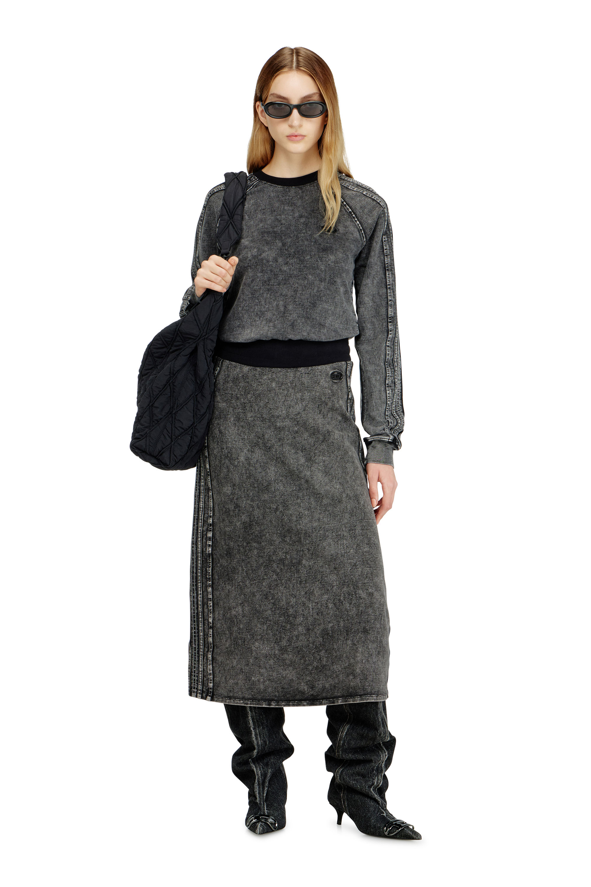 Diesel - F-ALPY, Sudadera con bandas y bordado Oval D Mujer in ToBeDefined - 1