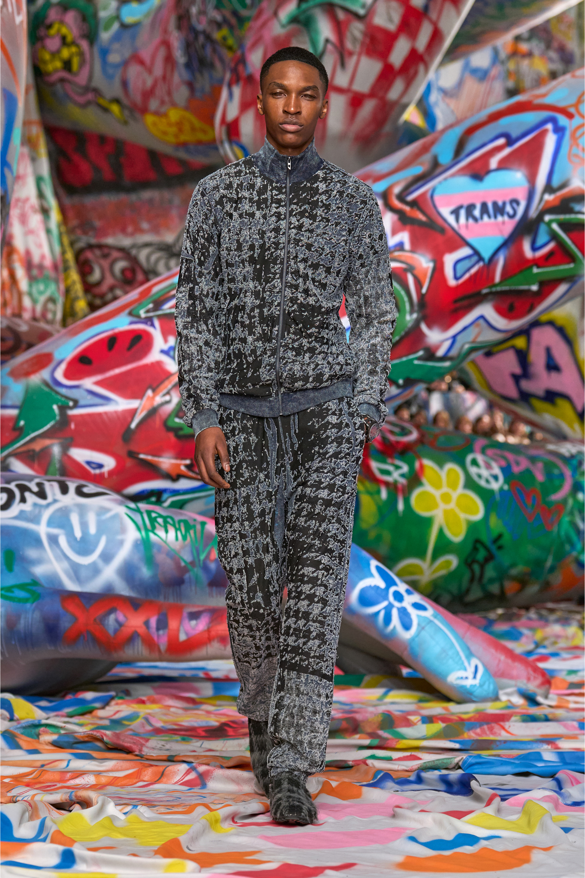 Diesel - S-CORR, Top con cremallera de pata de gallo devoré Hombre in Multicolor - 3