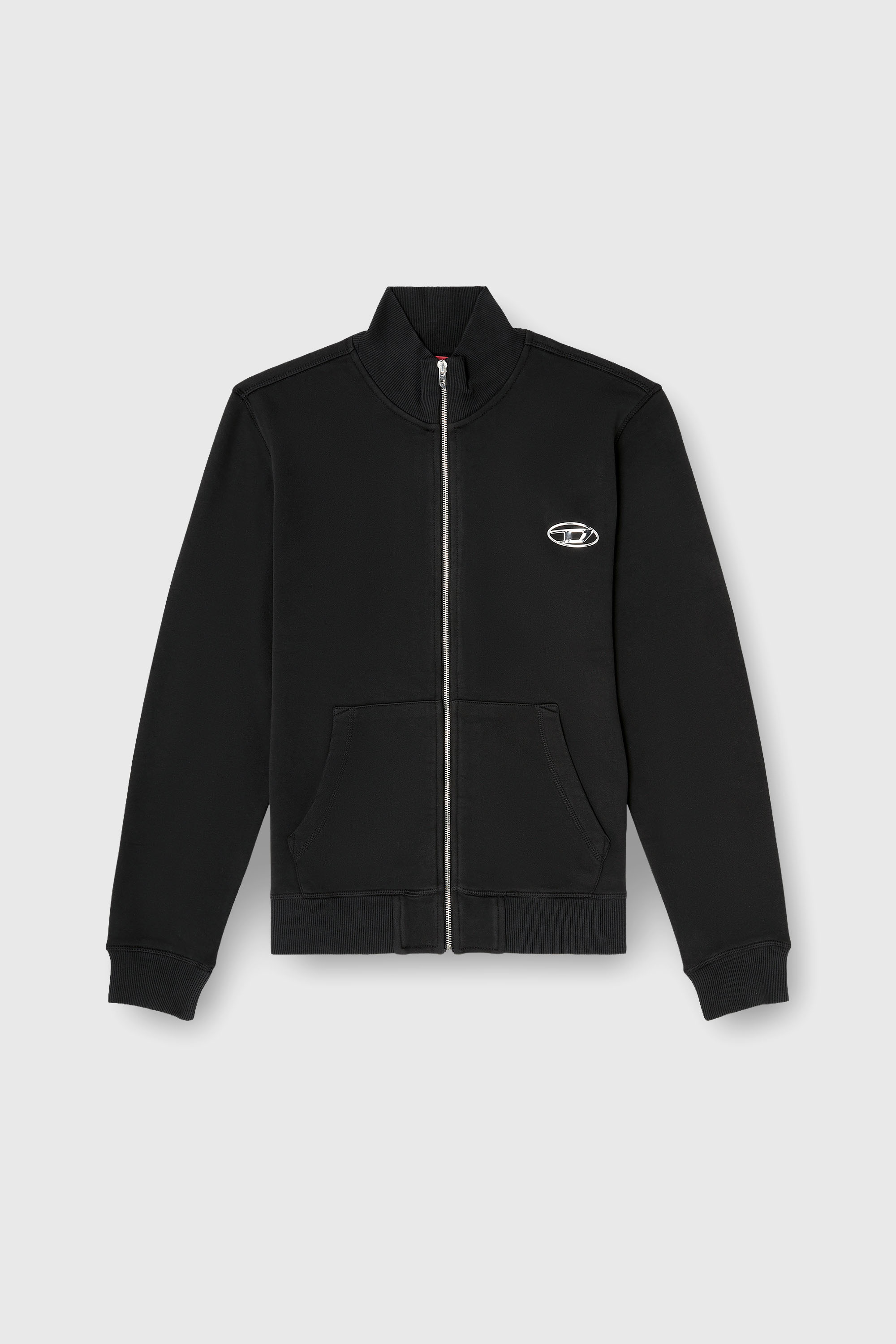 Diesel - S-GINN-ZIP-IOD, Sudadera con cuello simulado y Oval D met&aacute;lico Hombre in Negro - 2