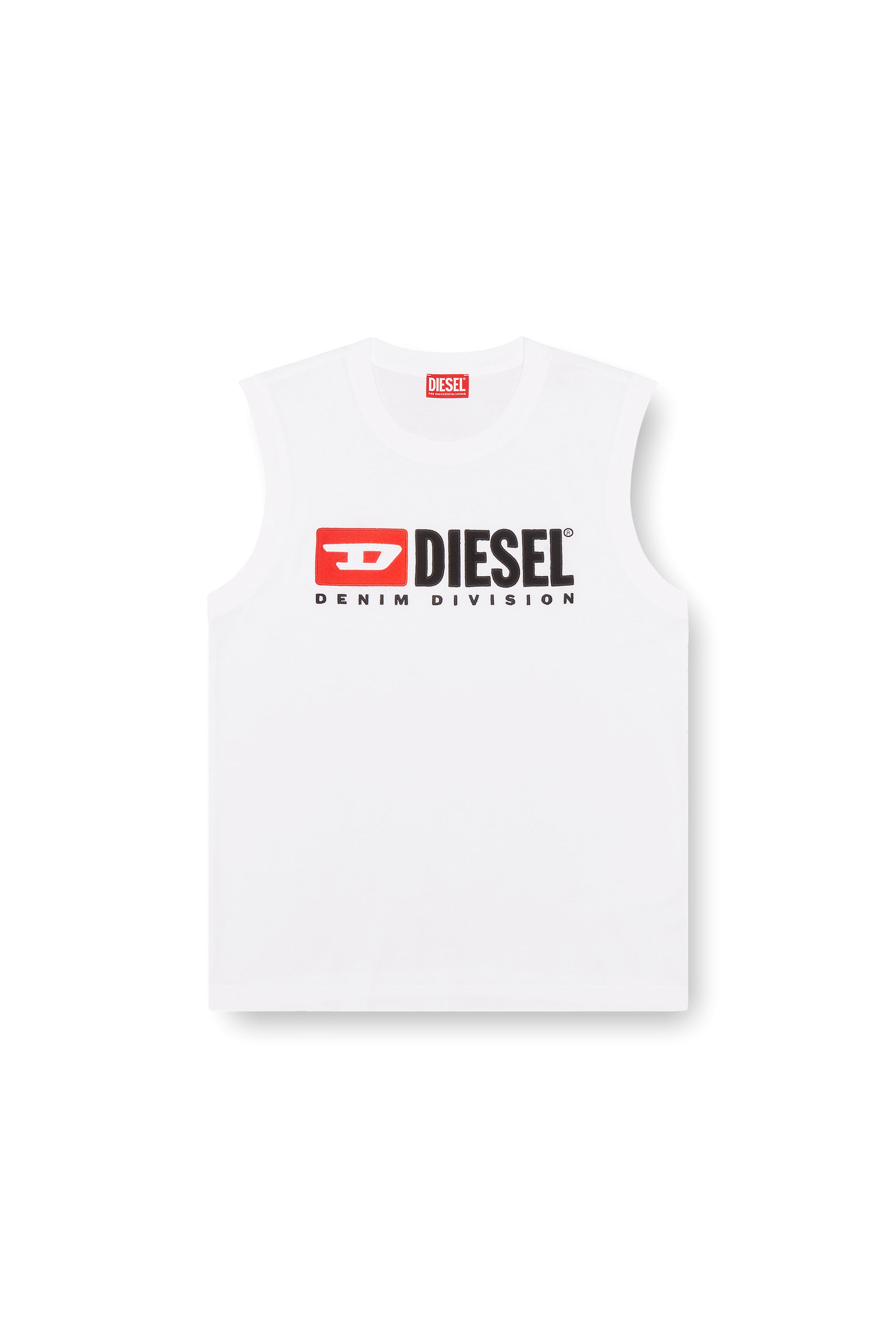 Diesel - T-ISCO-DIV, Camiseta sin mangas con logotipo estampado en el pecho Hombre in Blanco - 3