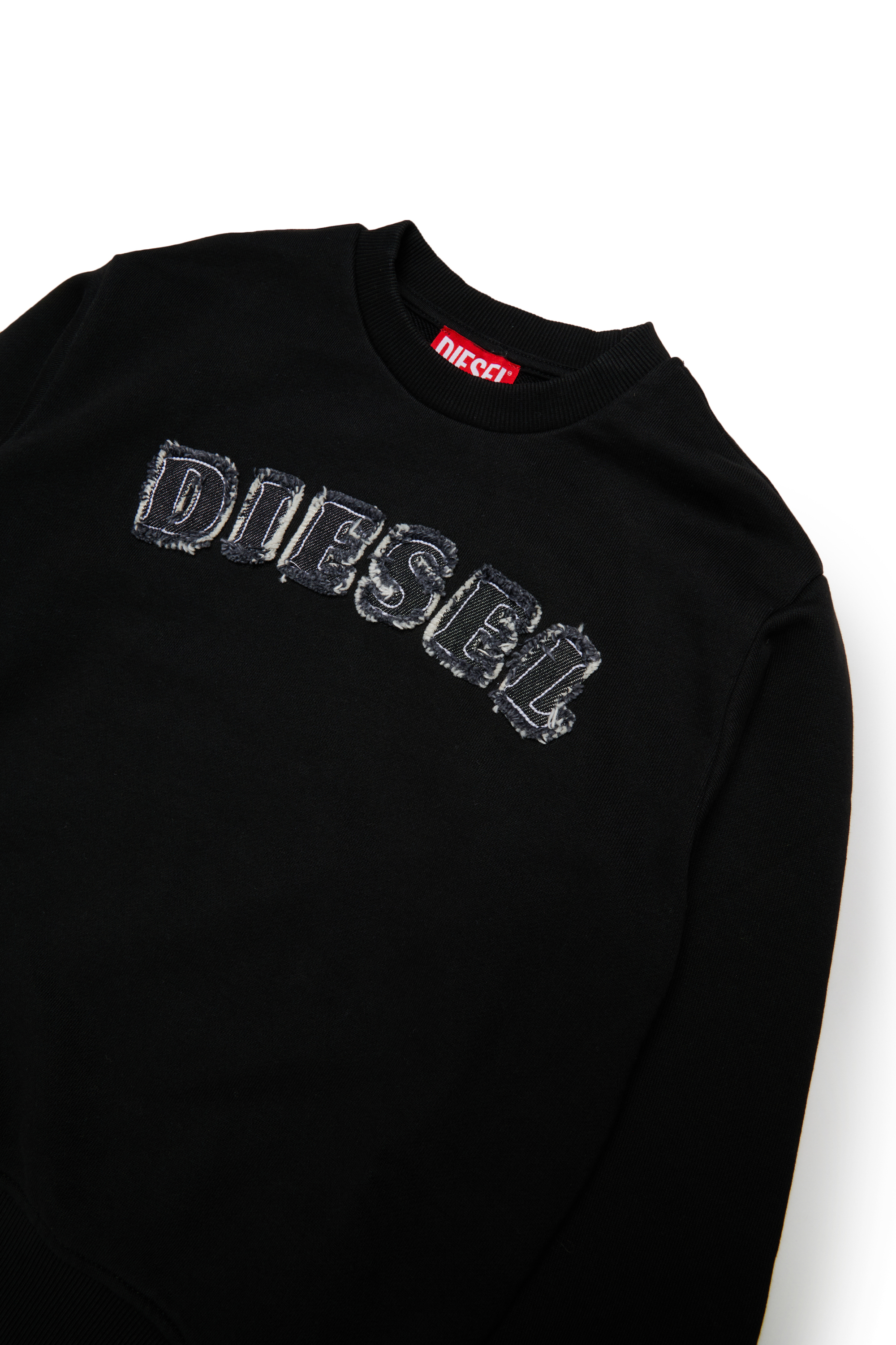 Diesel - SJEANS OVER, Sudadera con letras del logo deshilachadas Hombre in Negro - 3