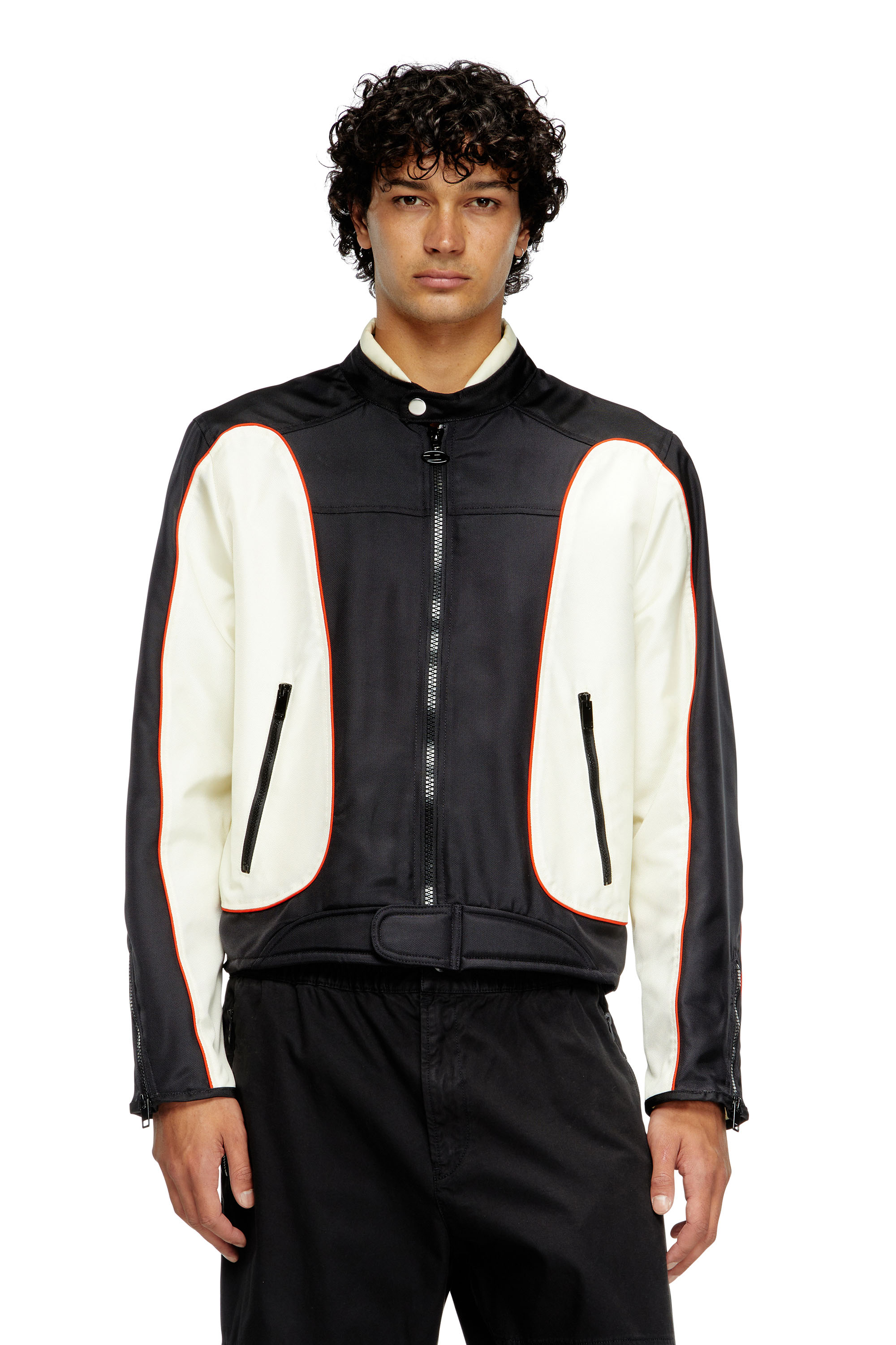 Diesel - J-BLINK-A, Chaqueta biker con bloques de color y ribetes Hombre in Multicolor - 1