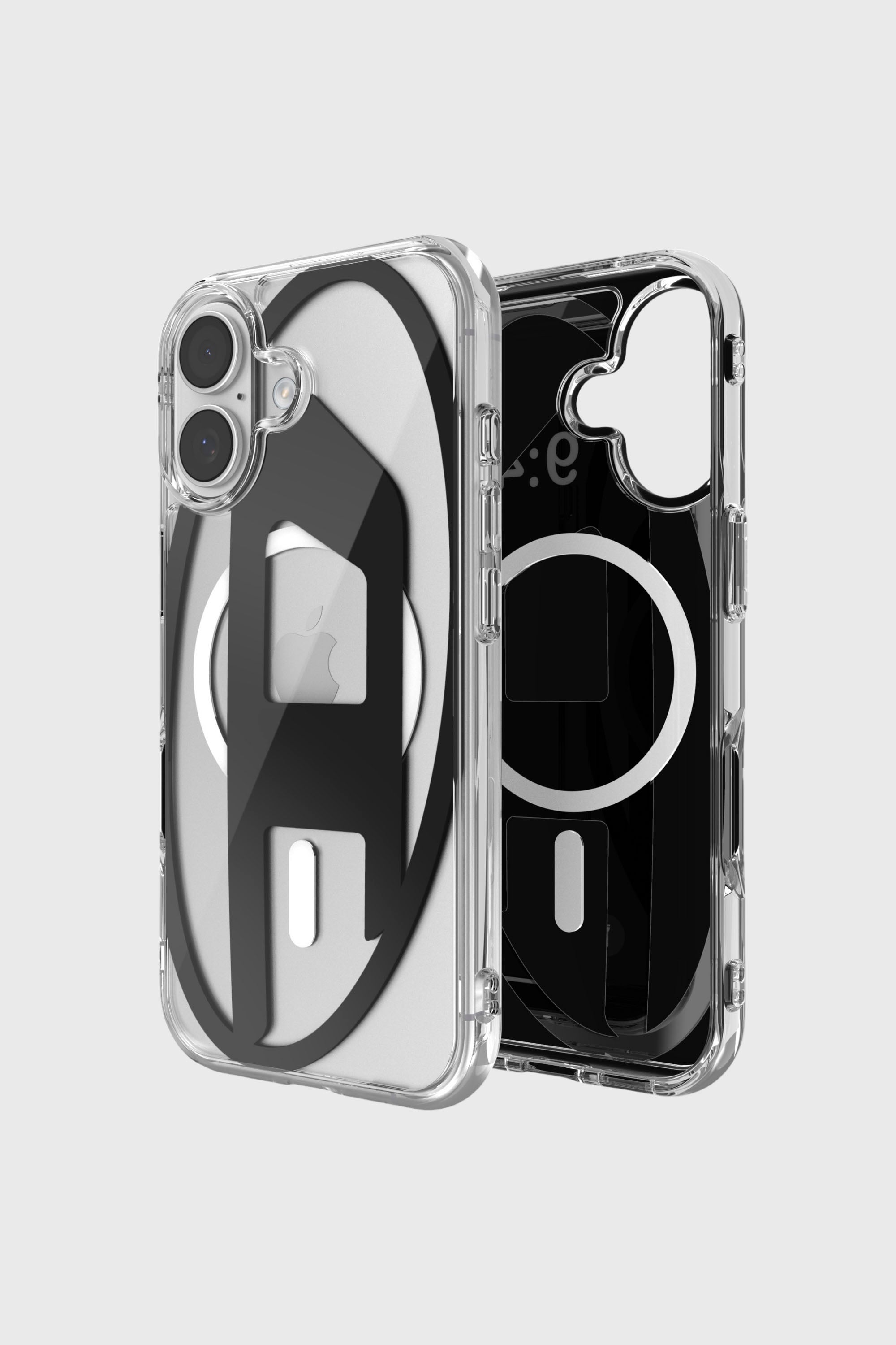 Diesel - 60415 AOP CASE, Funda met&aacute;lica Oval D con Magsafe para iPhone 17 Unisex in Negro - 1