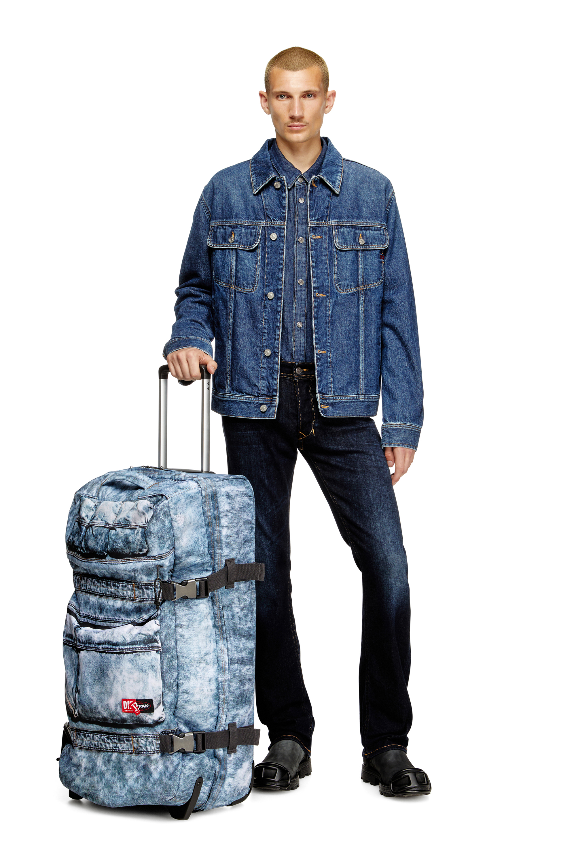 Diesel - DIESEL TRANSIT'R L, Maleta de viaje en denim trampantojo Unisex in Azul marino - 2