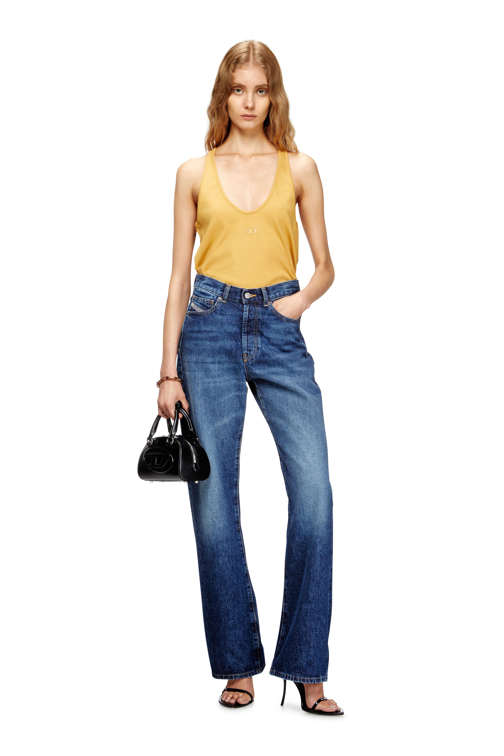 Diesel - T-IPSYA-LKDS, Camiseta con tirantes de canalé con Oval D Mujer in Naranja - 2