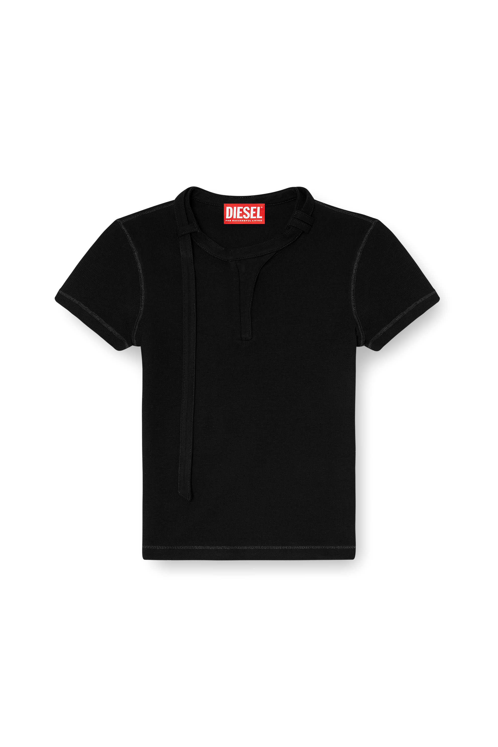 Diesel - T-IARAS, Top de canal&eacute; con tira de cuello biker Mujer in Negro - 2