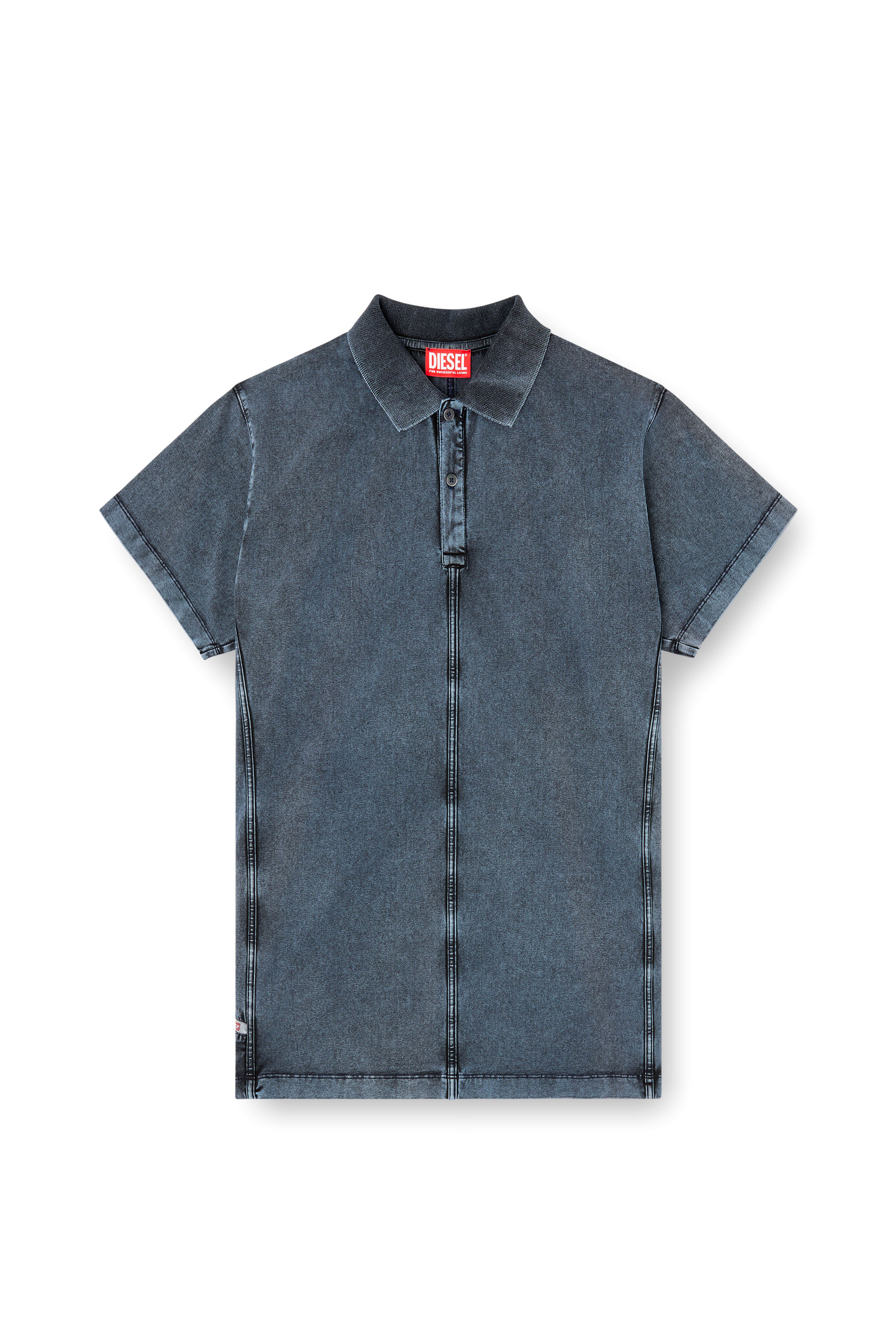 Diesel - T-NOMELY, Polo de tejido con aspecto denim Hombre in Azul marino - 3