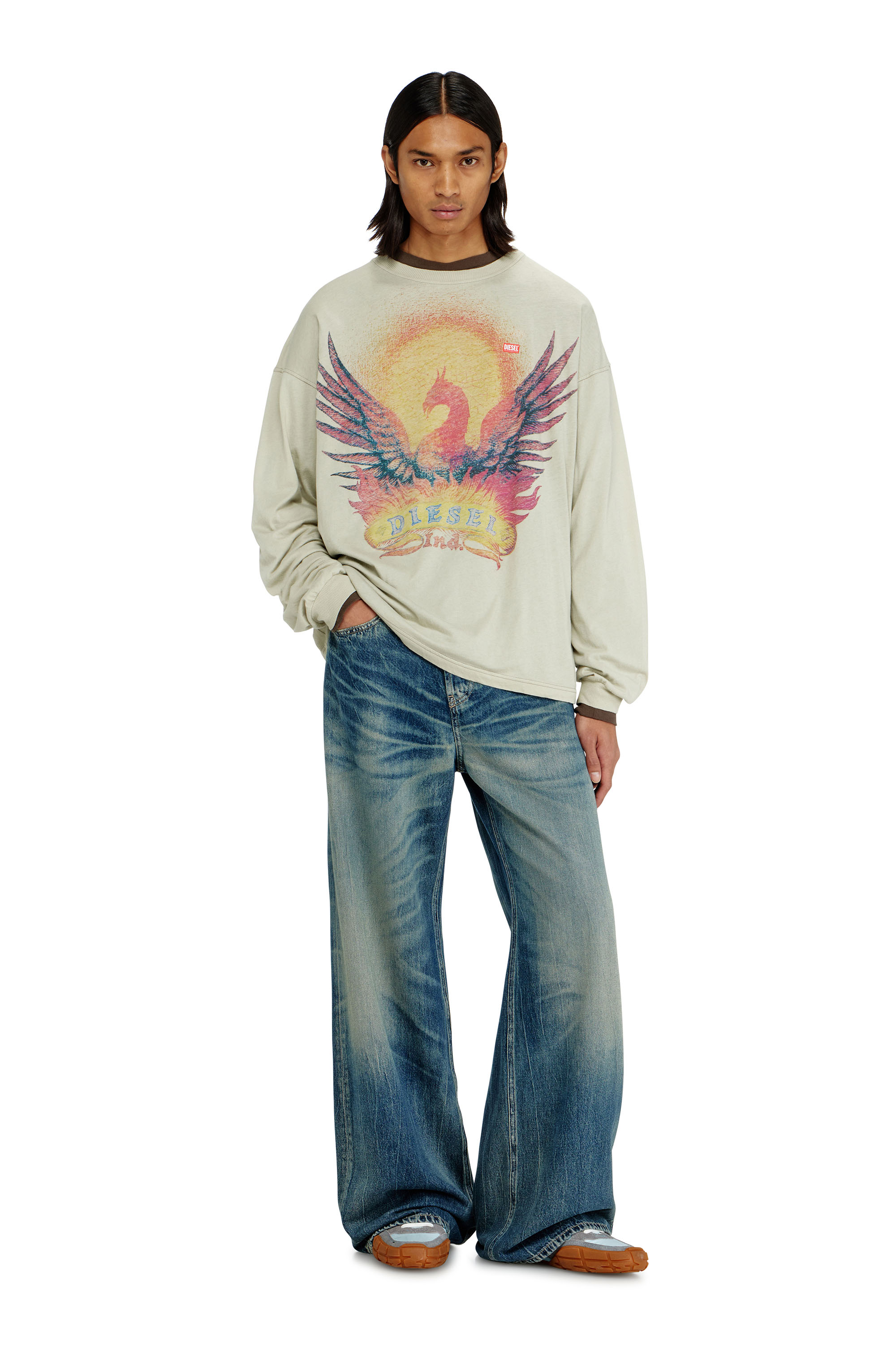 Diesel - T-BOXT-LS-AA1, Camiseta de manga larga con gr&aacute;fico de Phoenix Hombre in Beige - 2