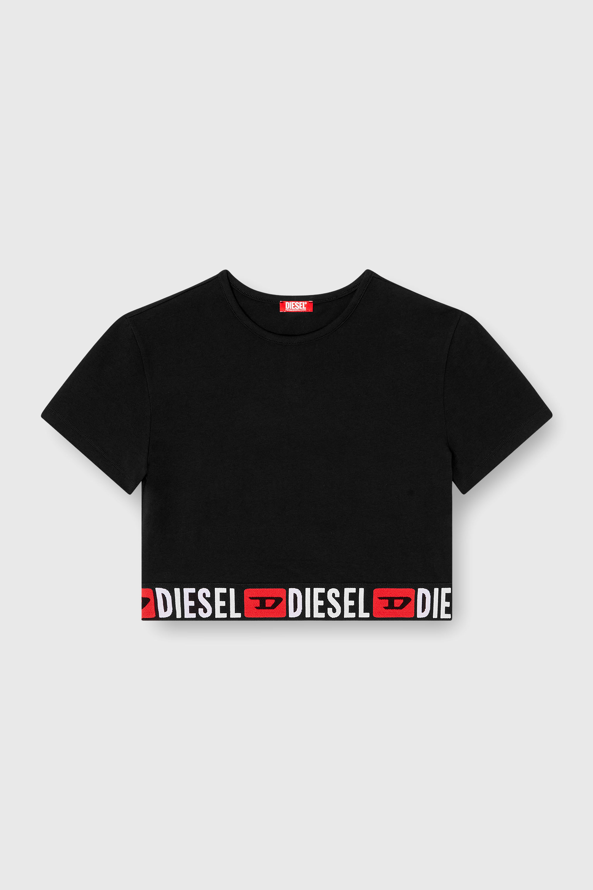 Diesel - IRMA-D-CORE, Top recortado con banda con el logotipo Mujer in Negro - 2