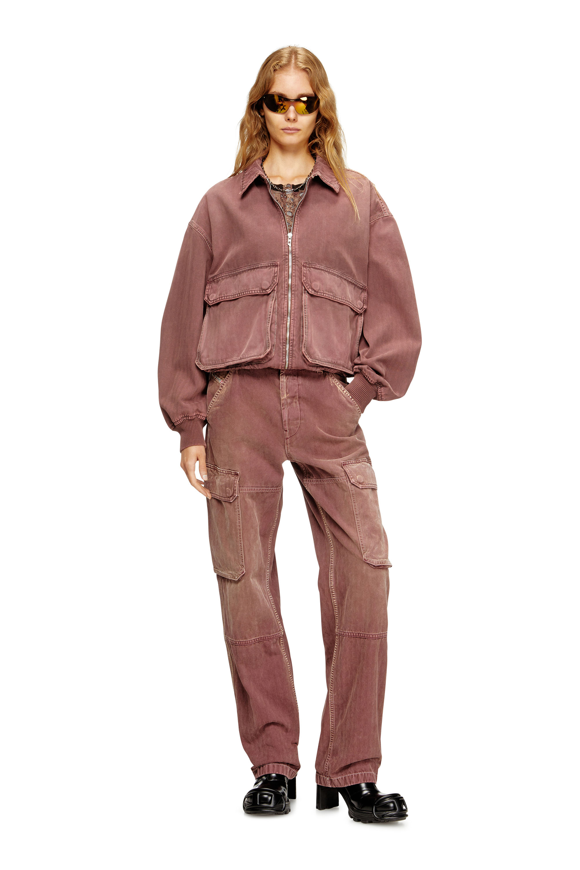 Diesel - D-KURZ, Chaqueta en denim de espiga coloreada Unisex in Marrón - 4