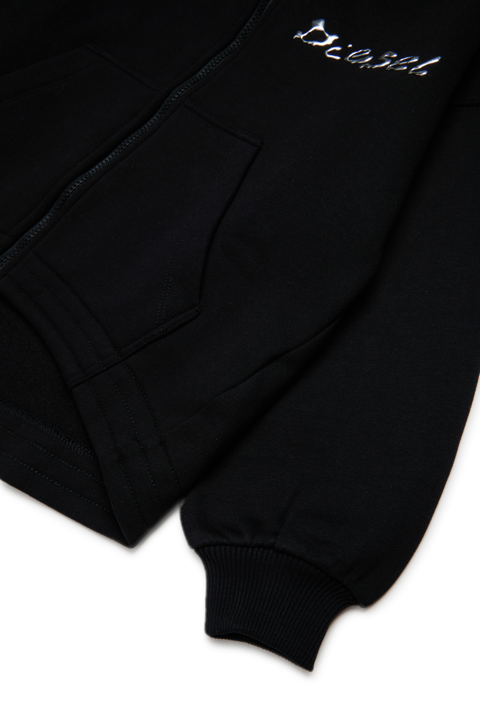 Diesel - STRISTANA, Sudadera de algodón con cremallera Mujer in Negro - 4