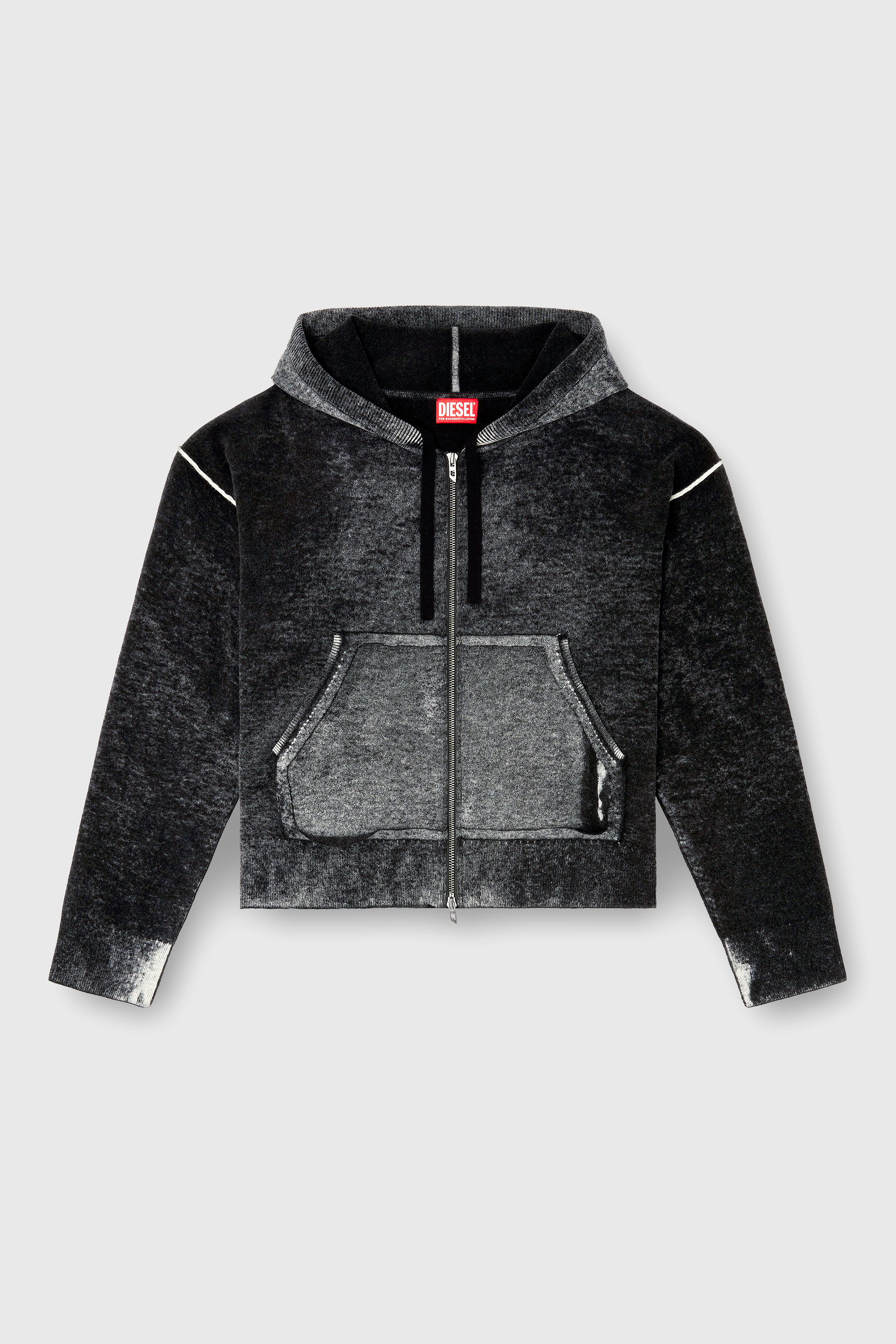 Diesel - M-HERMINE, C&aacute;rdigan con capucha de lana con estampado inverso Mujer in Multicolor - 2