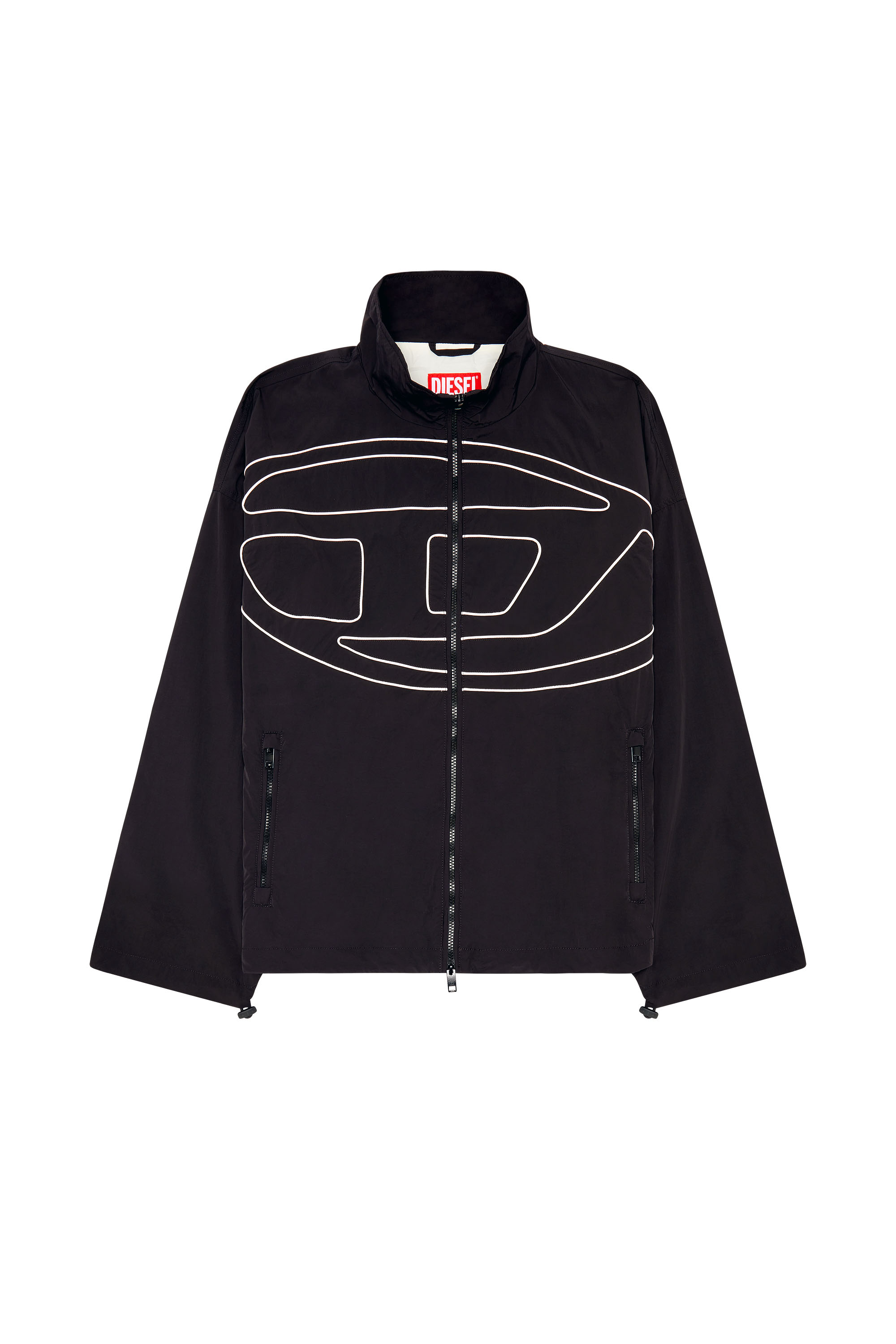 Diesel - J-VATEL, Man Taslan jacket with piped Oval D in Black - Image 3