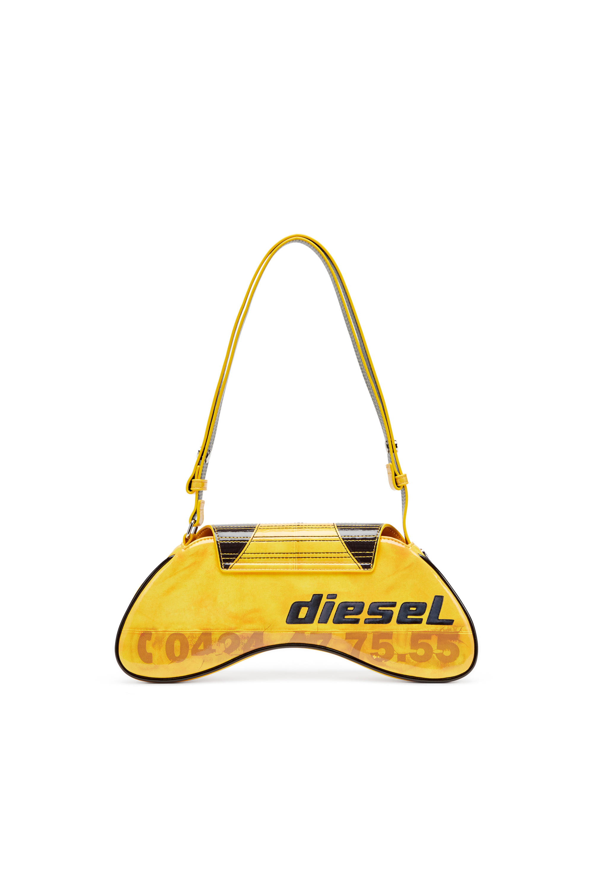 Diesel - PLAY CROSSBODY, Play-Bandolera brillante con detalles tipo motorista Mujer in Amarillo - 3