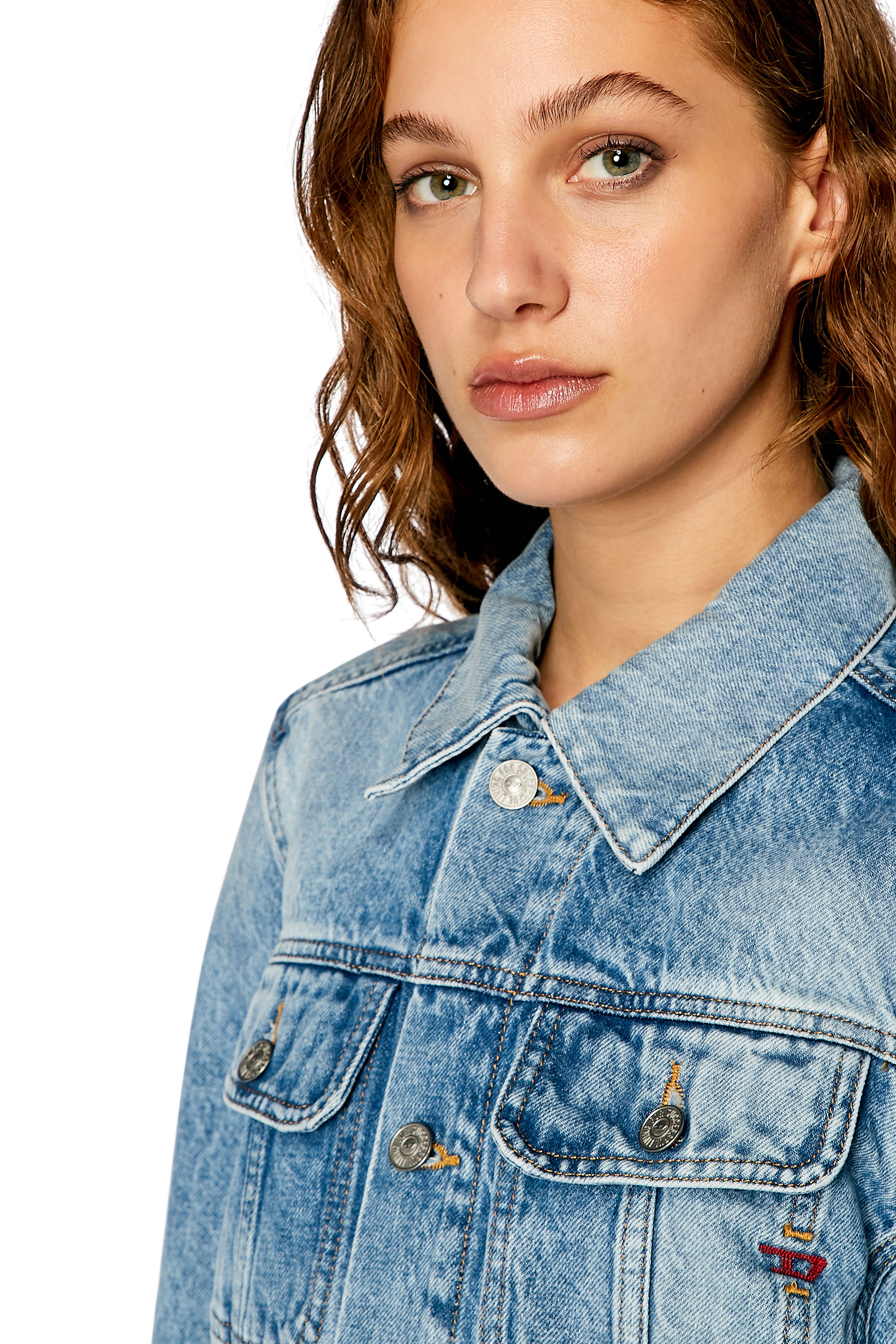 Diesel - DE-BONNY, Chaqueta trucker en denim Mujer in Azul marino - 4