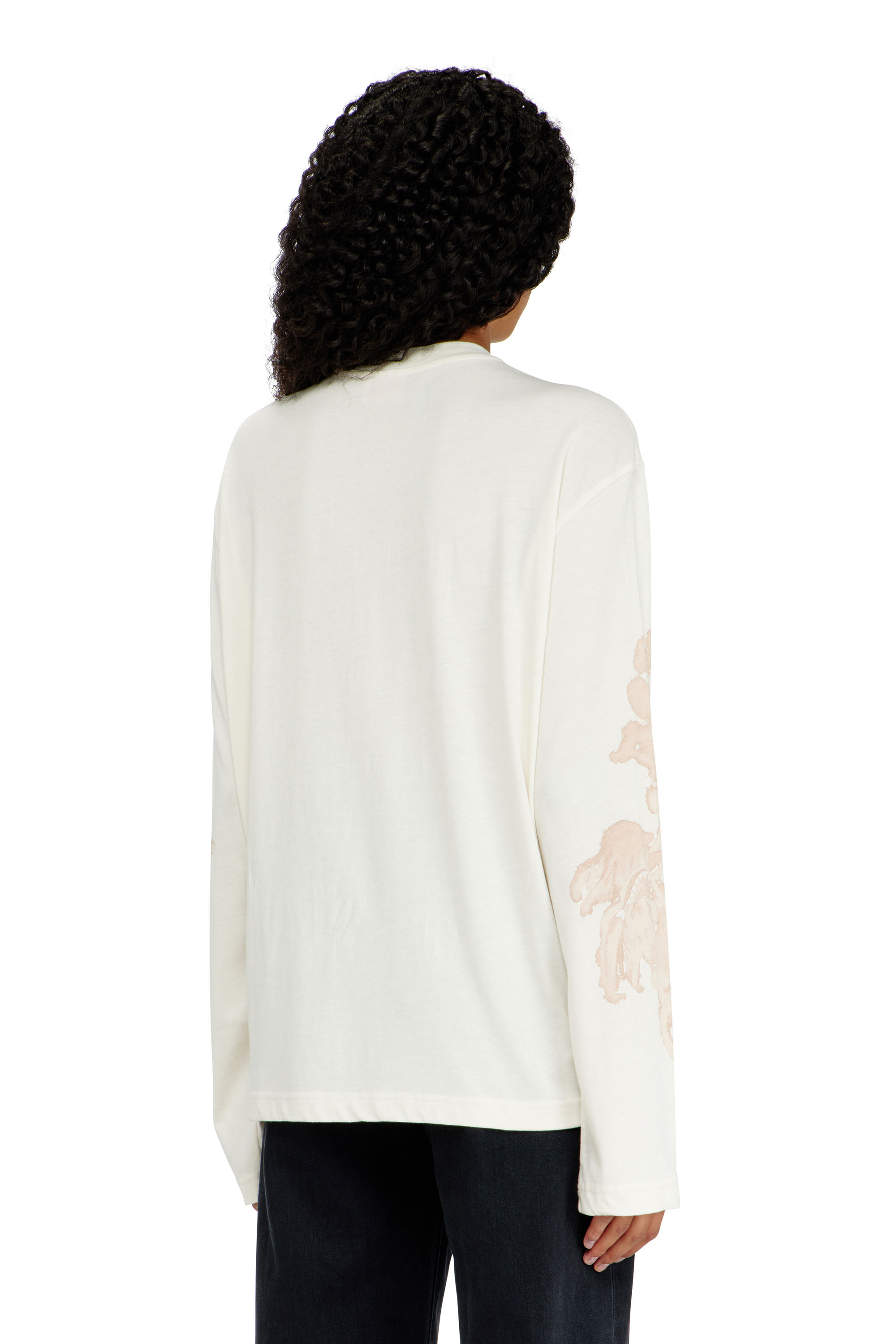 Diesel - T-HILARY-LS-AA1, Camiseta de manga larga de algod&oacute;n con estampado gr&aacute;fico Mujer in Blanco - 4